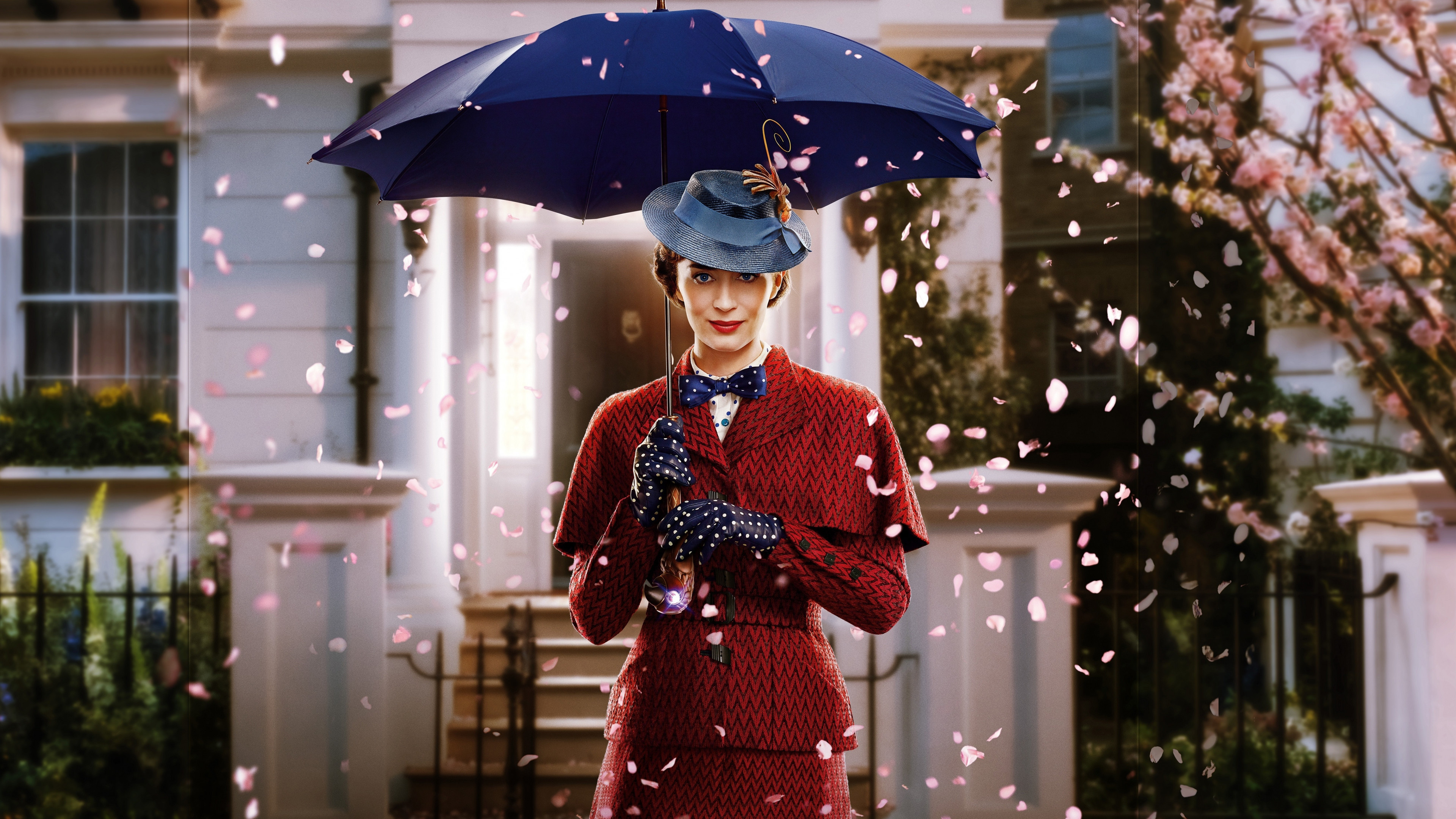Emily Blunt: Starred as Mary Poppins in a 2018 musical fantasy film, Mary Poppins Returns. 3840x2160 4K Background.