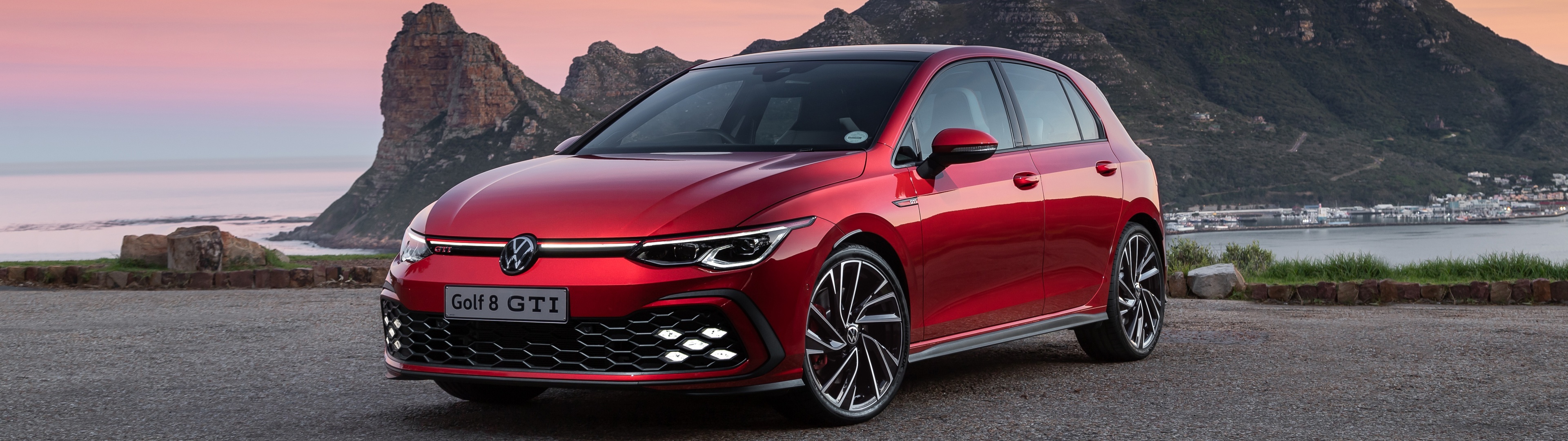 GTI power unleashed, 2021 model, High-performance hatchback, Thrilling driving experience, 3840x1080 Dual Screen Desktop