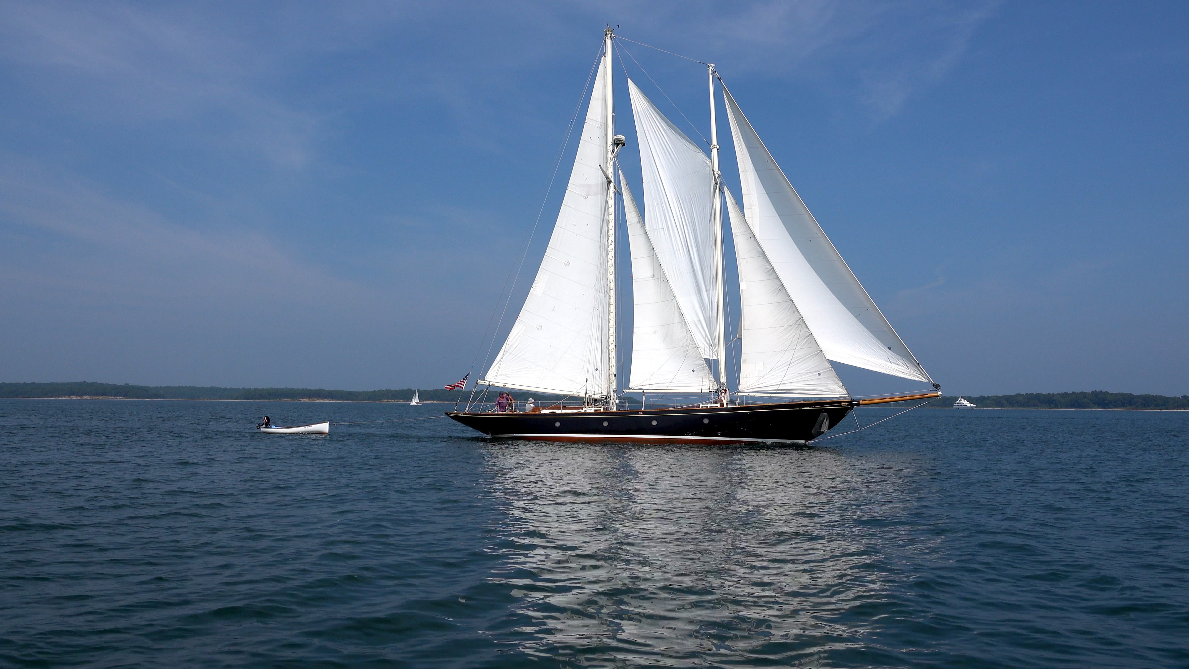Sail Boat: A vessel powered by sails using the force of the wind, Lelanta, Sag Harbor, NY. 3840x2160 4K Wallpaper.