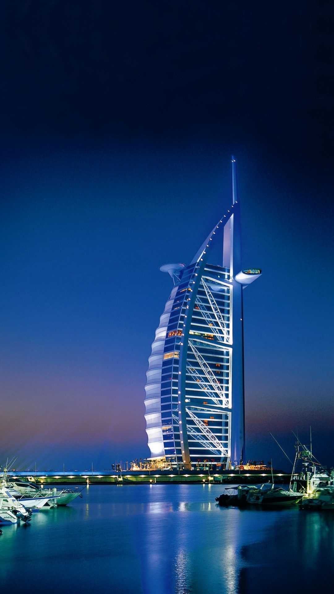 Dubai: Modern architecture, Artificial island, Burj Al Arab. 1080x1920 Full HD Background.