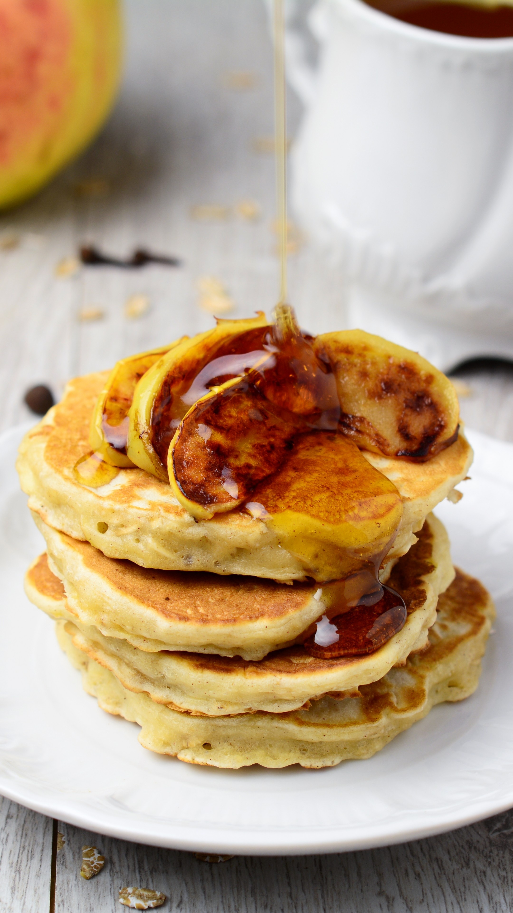 Pancake: Flapjacks, Oatmeal, Cereals, Honey. 2160x3840 4K Wallpaper.