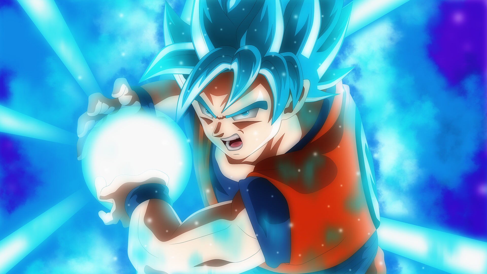 Goku Kamehameha: "Turtle Shockwave", Energy blast created in the anime/manga Dragon Ball. 1920x1080 Full HD Background.