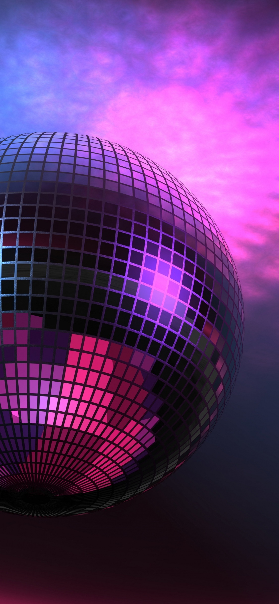 Discotheque: Party lights, A ball reflecting beams of light moving around, Atmospheric. 1130x2440 HD Wallpaper.