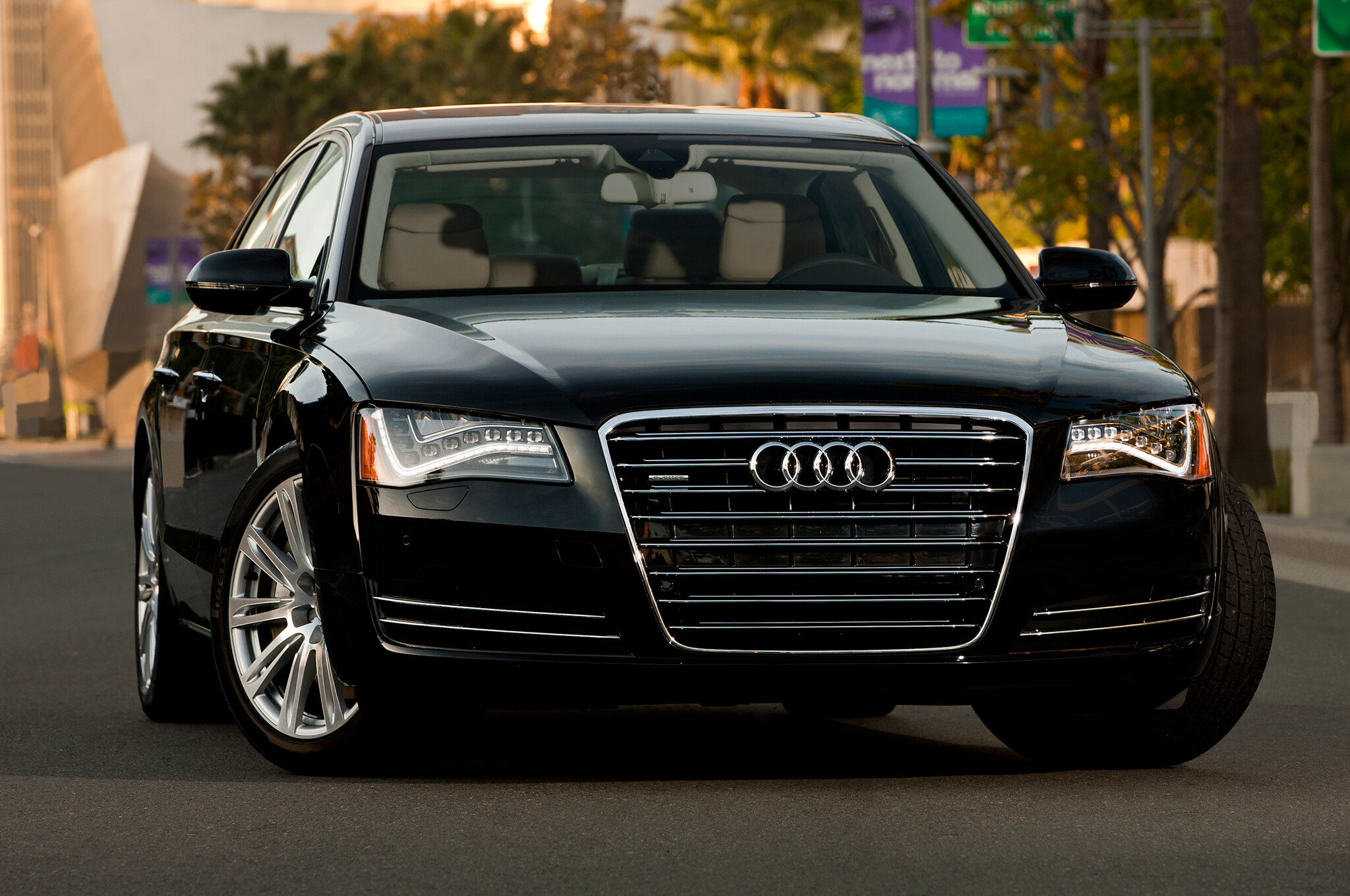 Audi A8: A large luxury sedan that sits atop the German automaker's lineup. 2050x1360 HD Wallpaper.