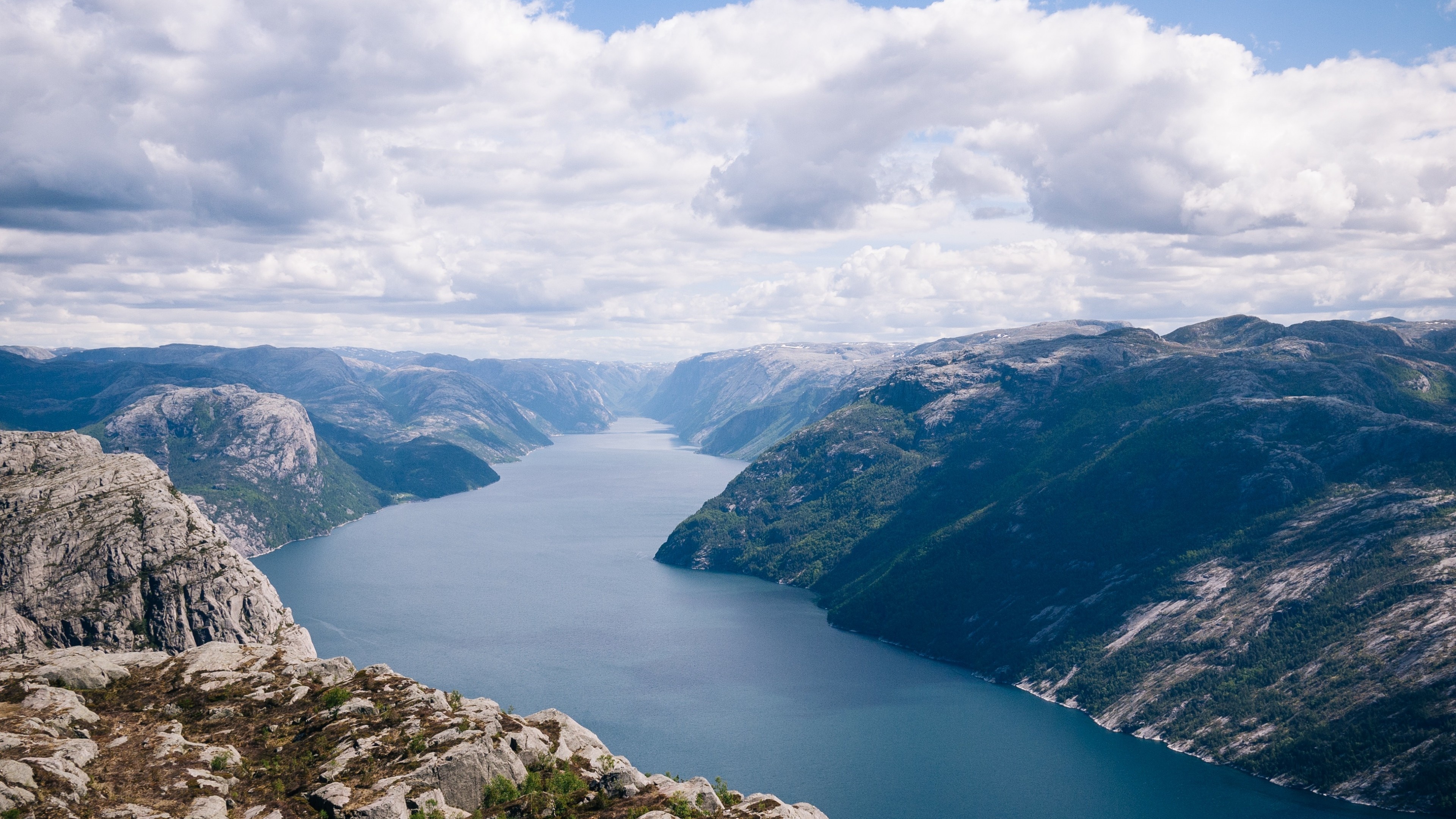 Norwegian fjords, Mountainside river, Skyline view, Majestic scenery, 3840x2160 4K Desktop