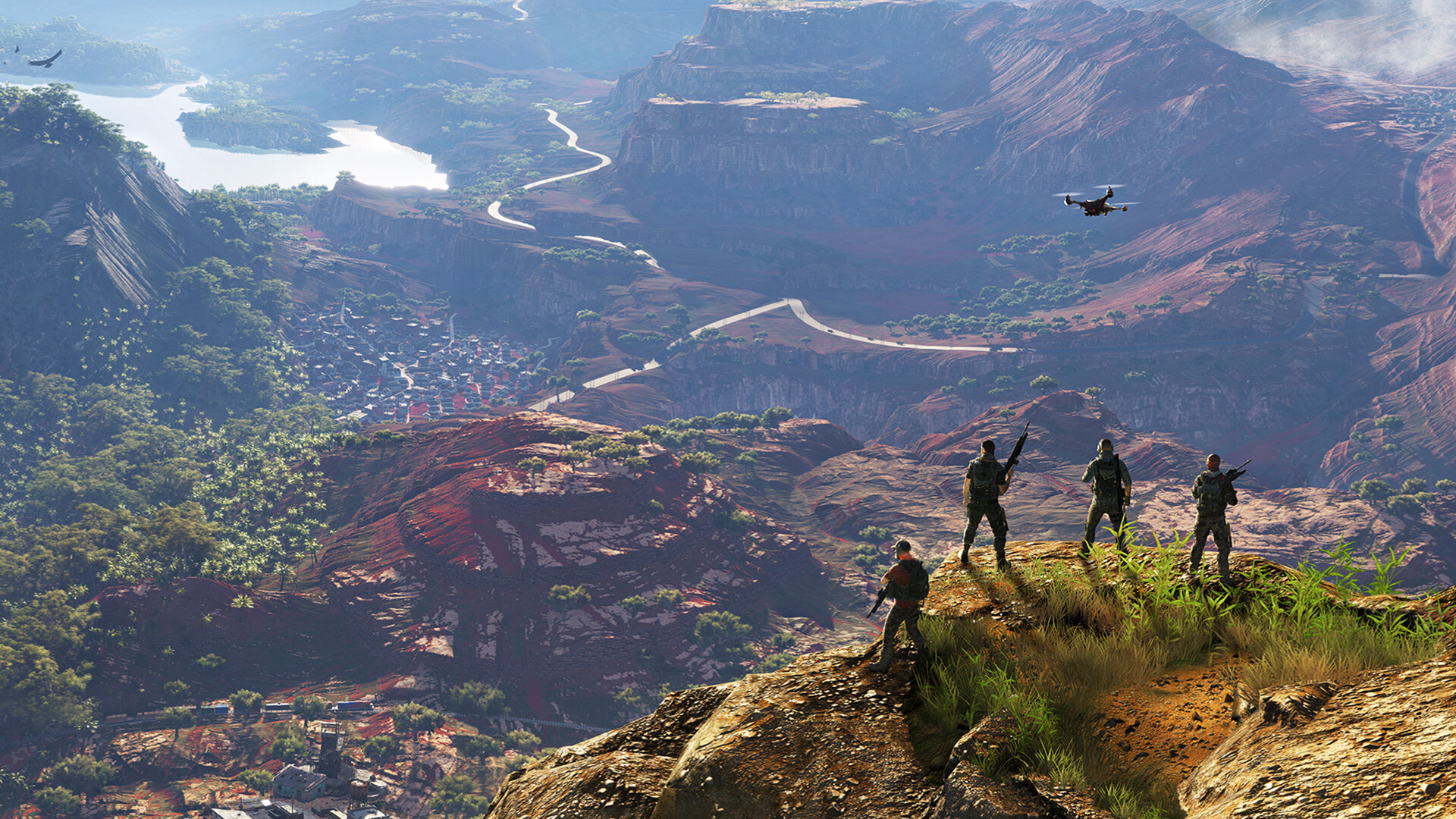 Ghost Recon: Wildlands: An open-world video game with the use of drones that can tag enemies and show objectives. 1920x1080 Full HD Wallpaper.
