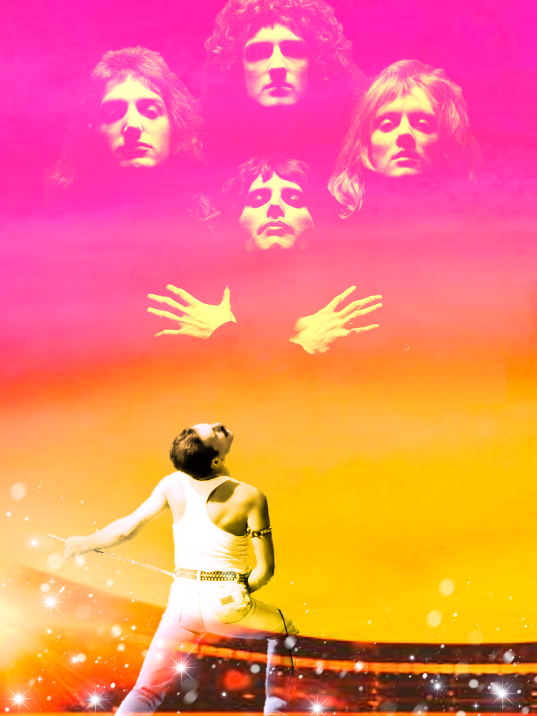 Queen band, Artistic portrayal, Freddie Mercury, Legendary musician, 1780x2370 HD Phone
