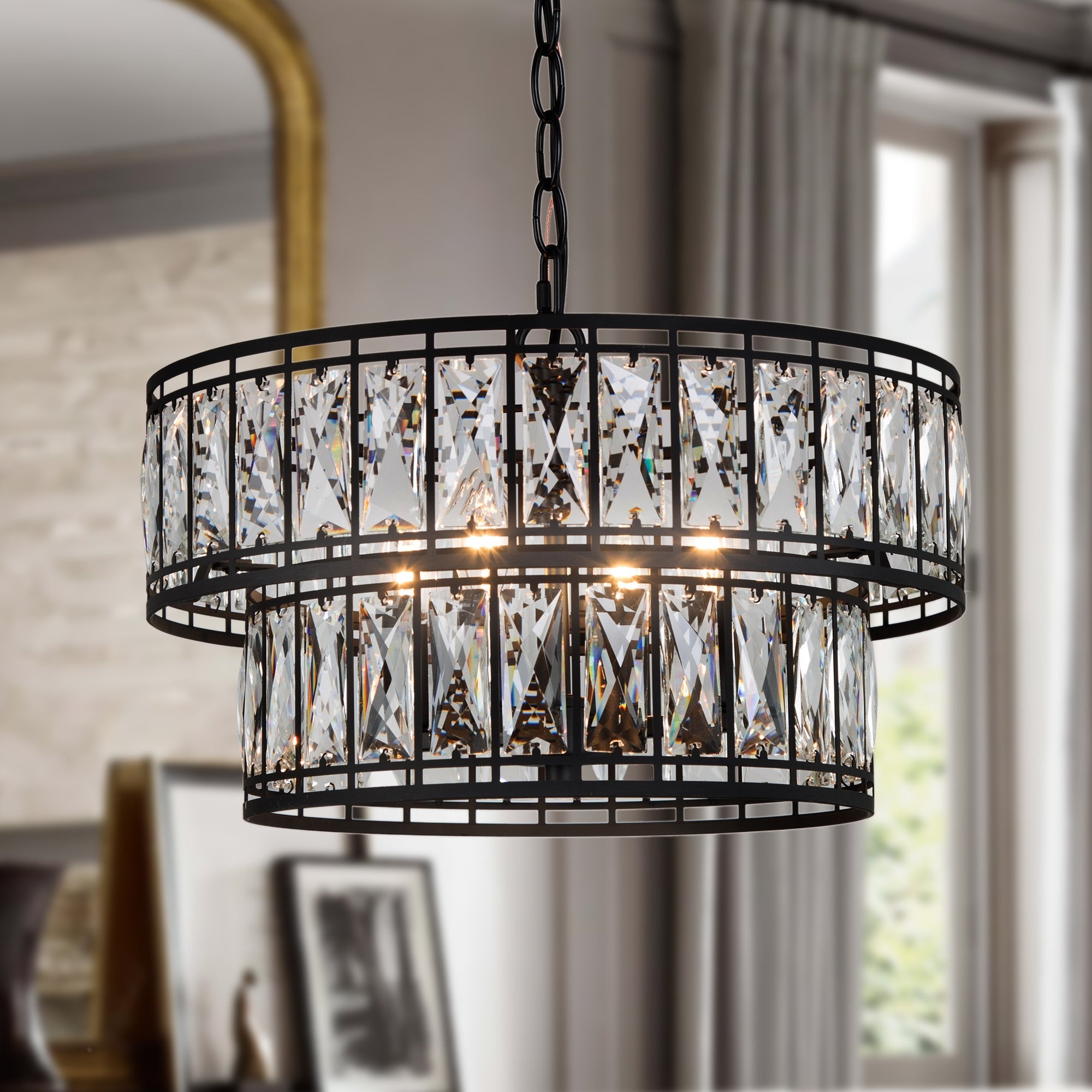 Modern glam chandelier, Crystal accents, Dining room centerpiece, Elegant lighting, 2000x2000 HD Handy