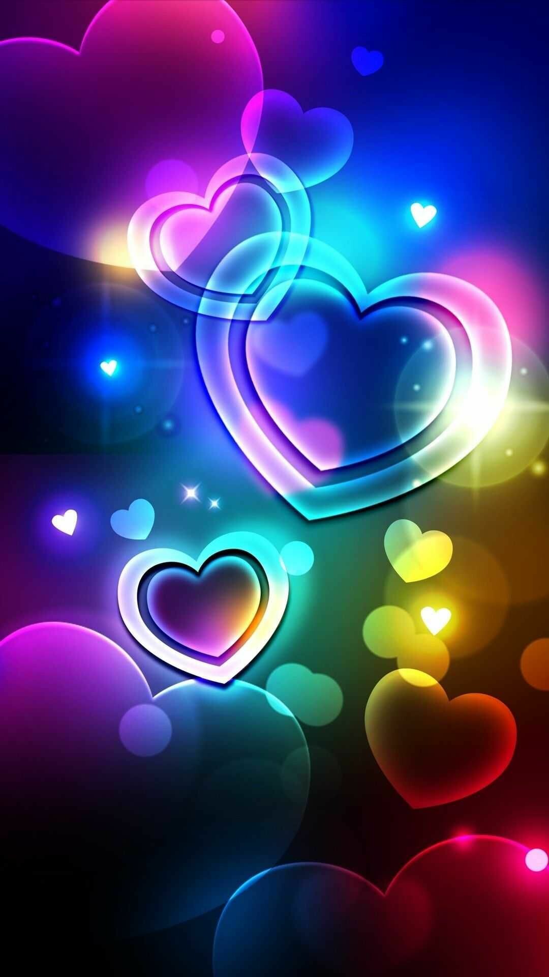 Heart: Glitter, Valentine, Love card, Rainbow. 1080x1920 Full HD Background.