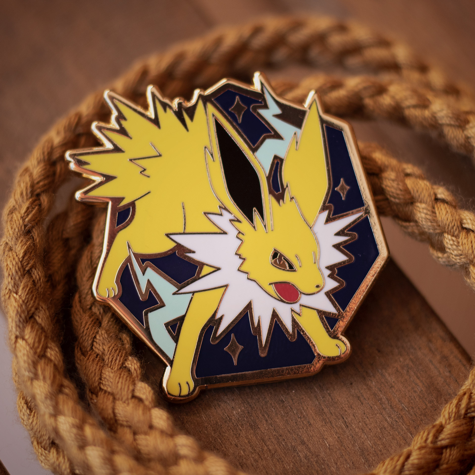 Jolteon, Electric enamel pin, Video game style, Collection must-have, 1920x1920 HD Phone