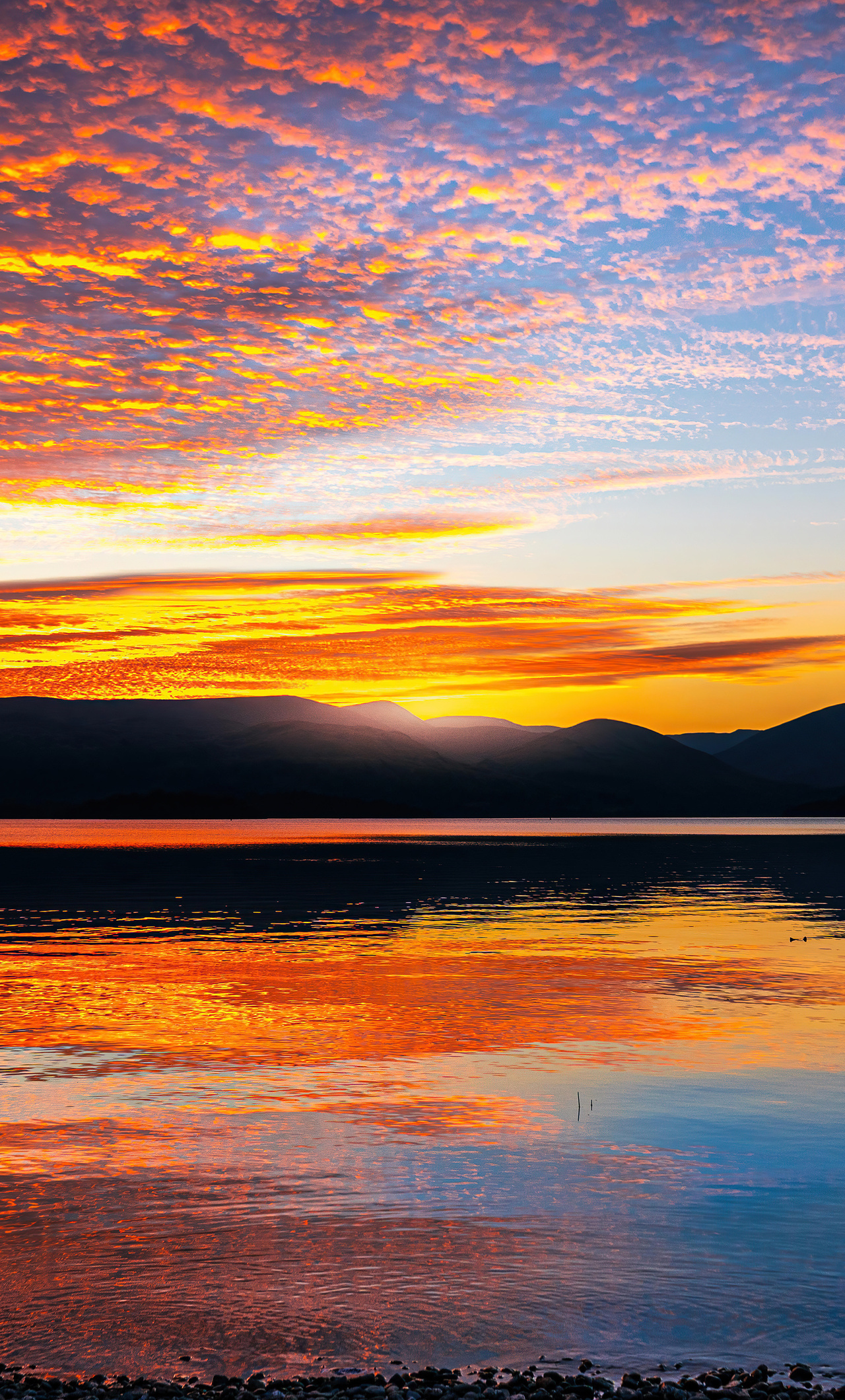 Loch Lomond, Sunset scenery, Scotland, Wallpaper images, 1280x2120 HD Handy