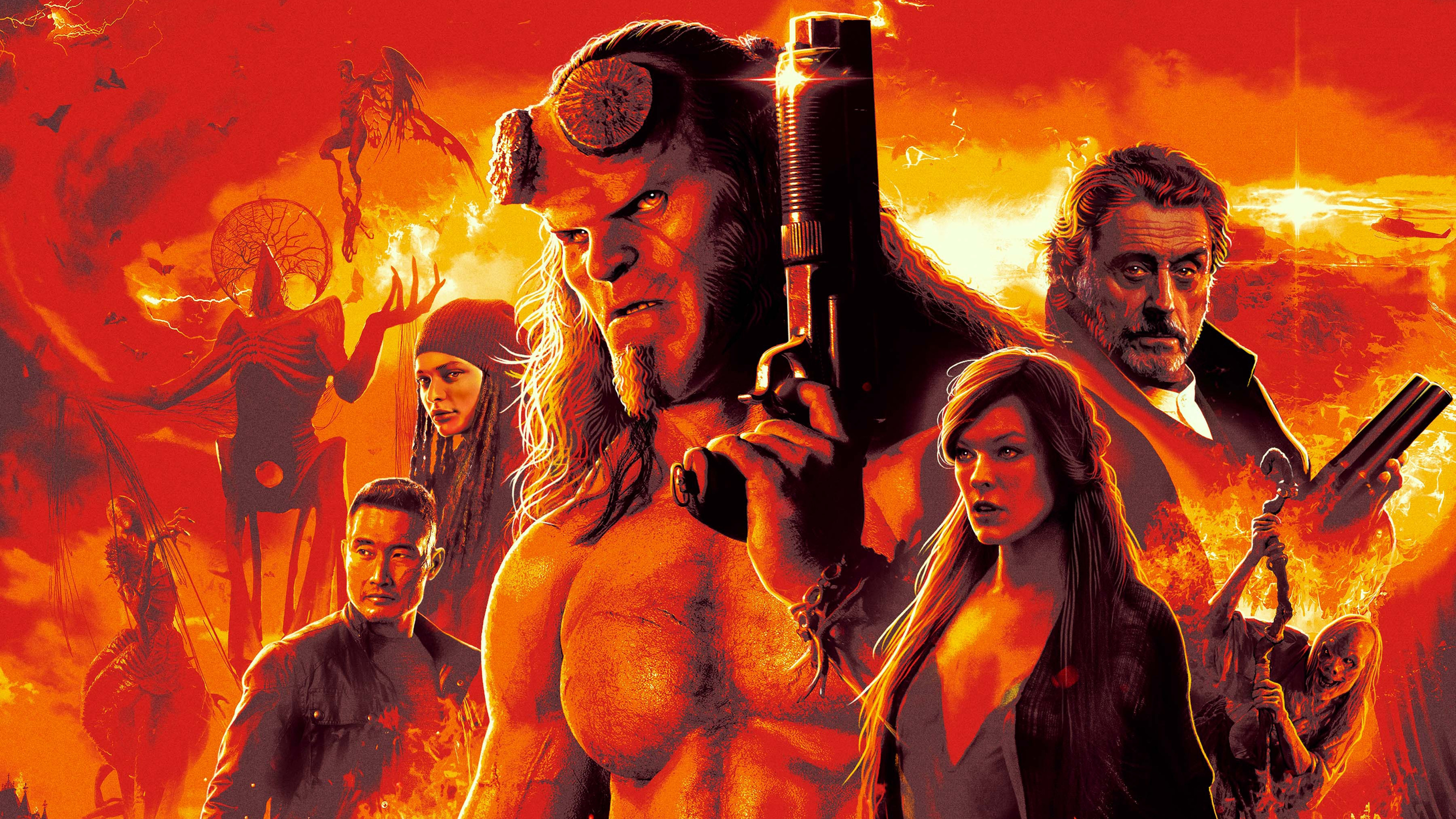 Hellboy 2019 movie poster, Dark fantasy, 3840x2160 4K Desktop