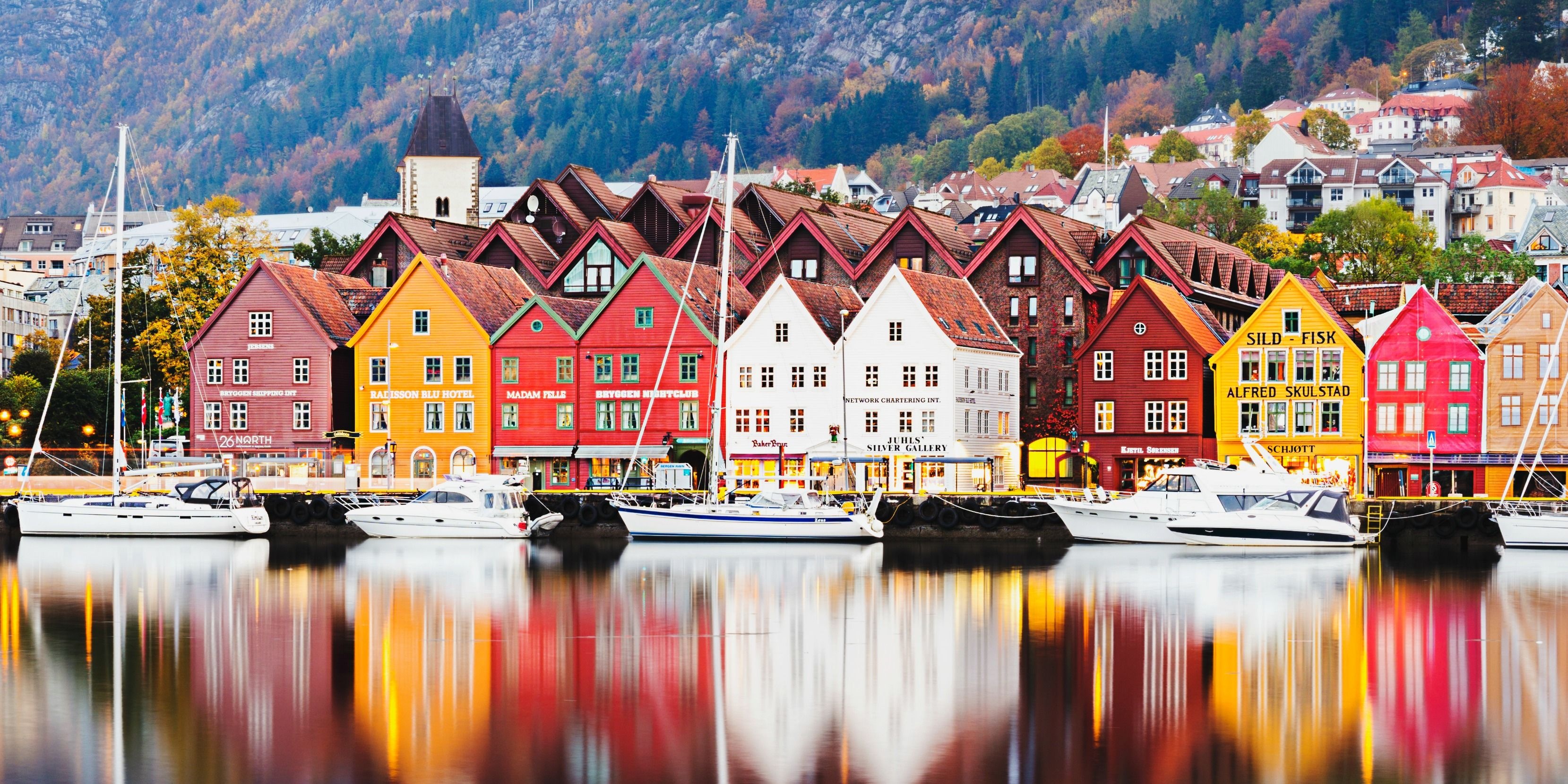 Bryggen in Bergen, Captivating photos, Norwegian charm, Picture-worthy, 3320x1660 Dual Screen Desktop