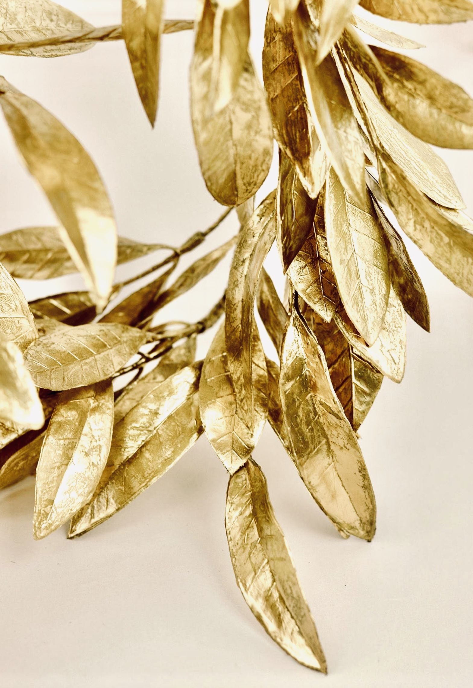 Leaf garland, Gold wallpaper, Floral wallpaper, Gail Steven, 1570x2280 HD Phone