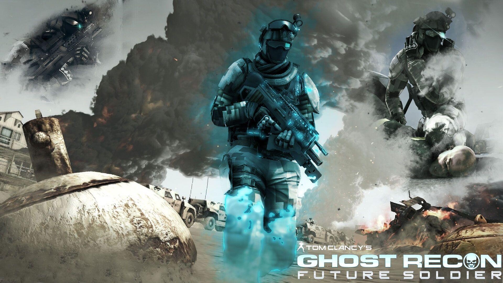 Ghost Recon: Future Soldier: Both single-player and multiplayer tactical military shooter video game, Tom Clancy. 1920x1080 Full HD Background.