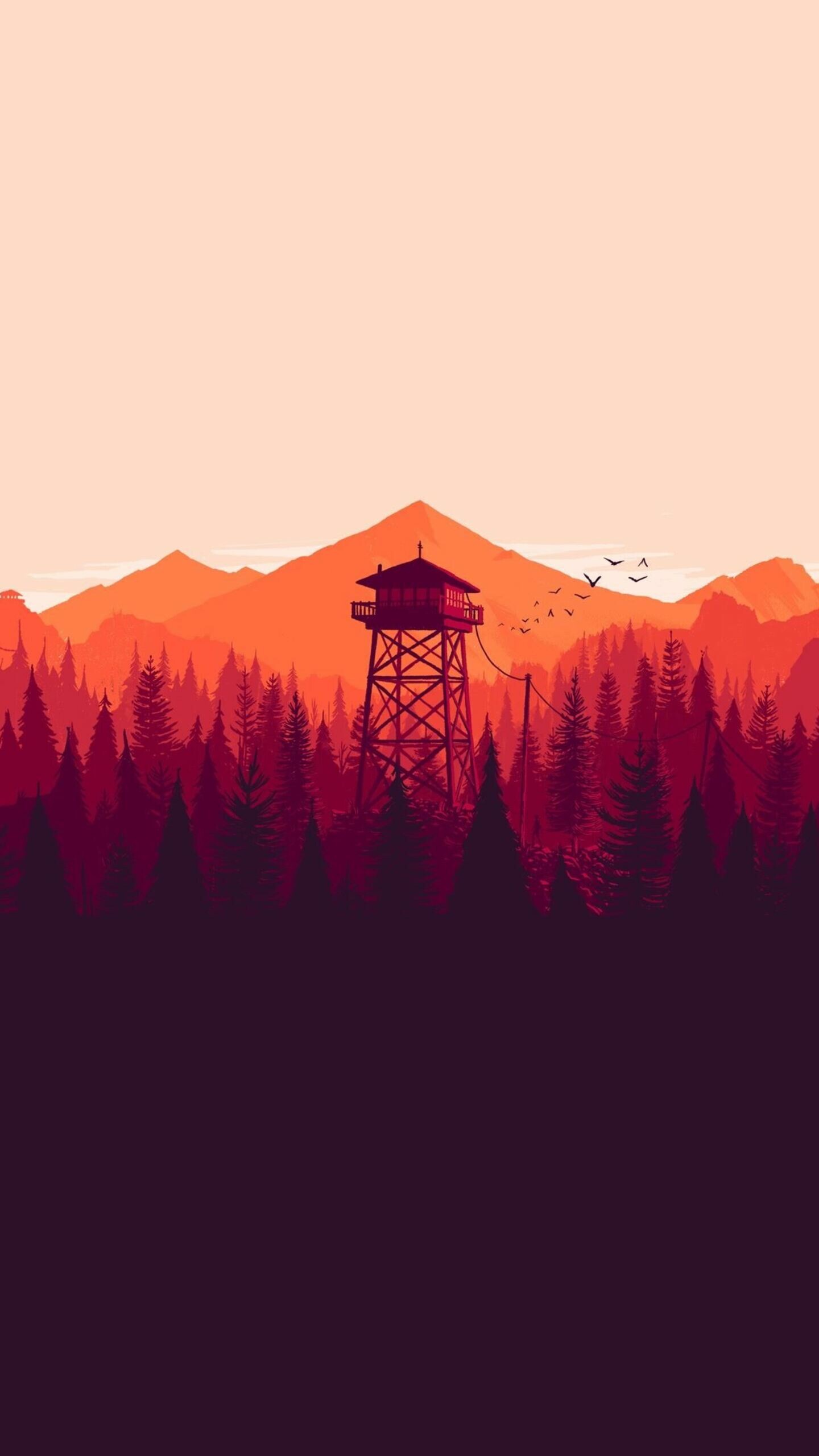 Firewatch: In the spring of 1989, after his wife develops early-onset dementia, Henry takes a job as a fire lookout in Shoshone National Forest, Wyoming, A game developed by Campo Santo. 1440x2560 HD Background.