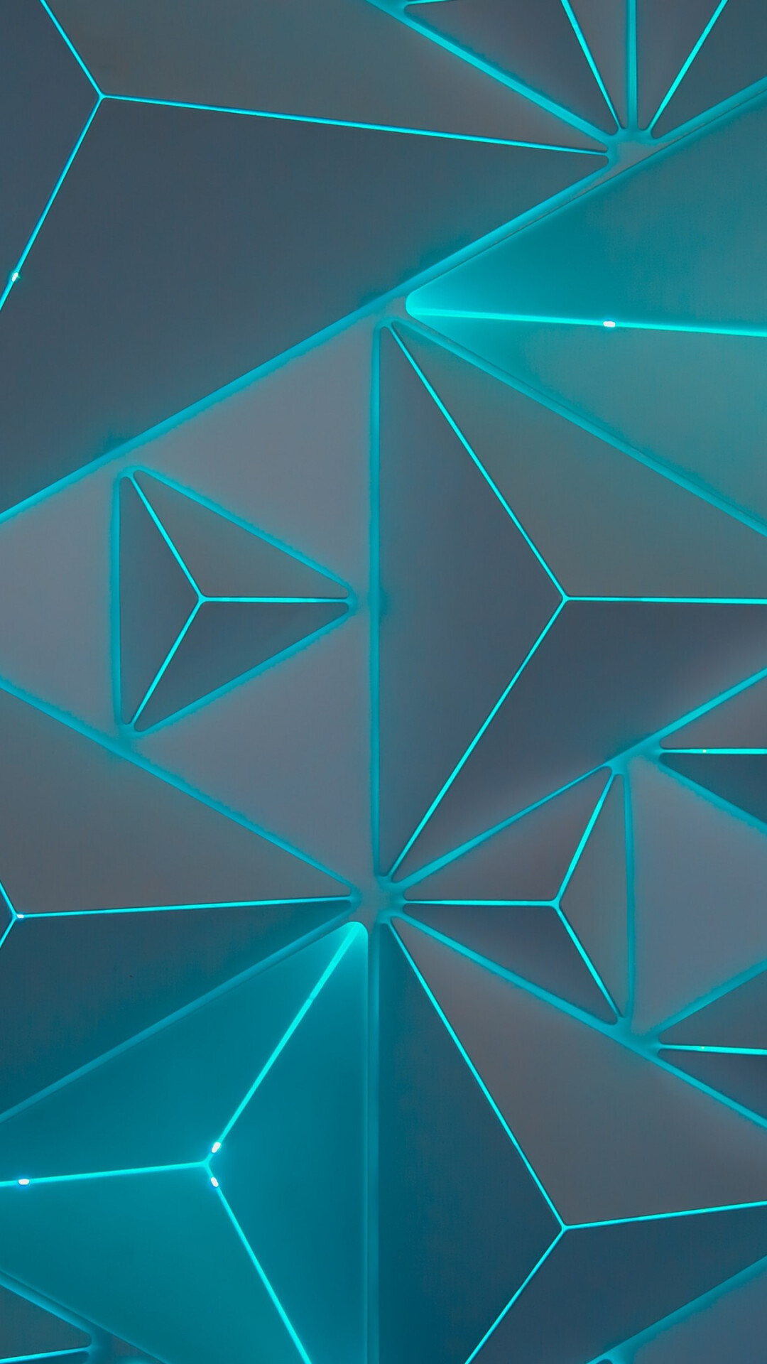 Triangle: Neon light, Geometric, Intersecting line segments, Pyramids. 1080x1920 Full HD Background.