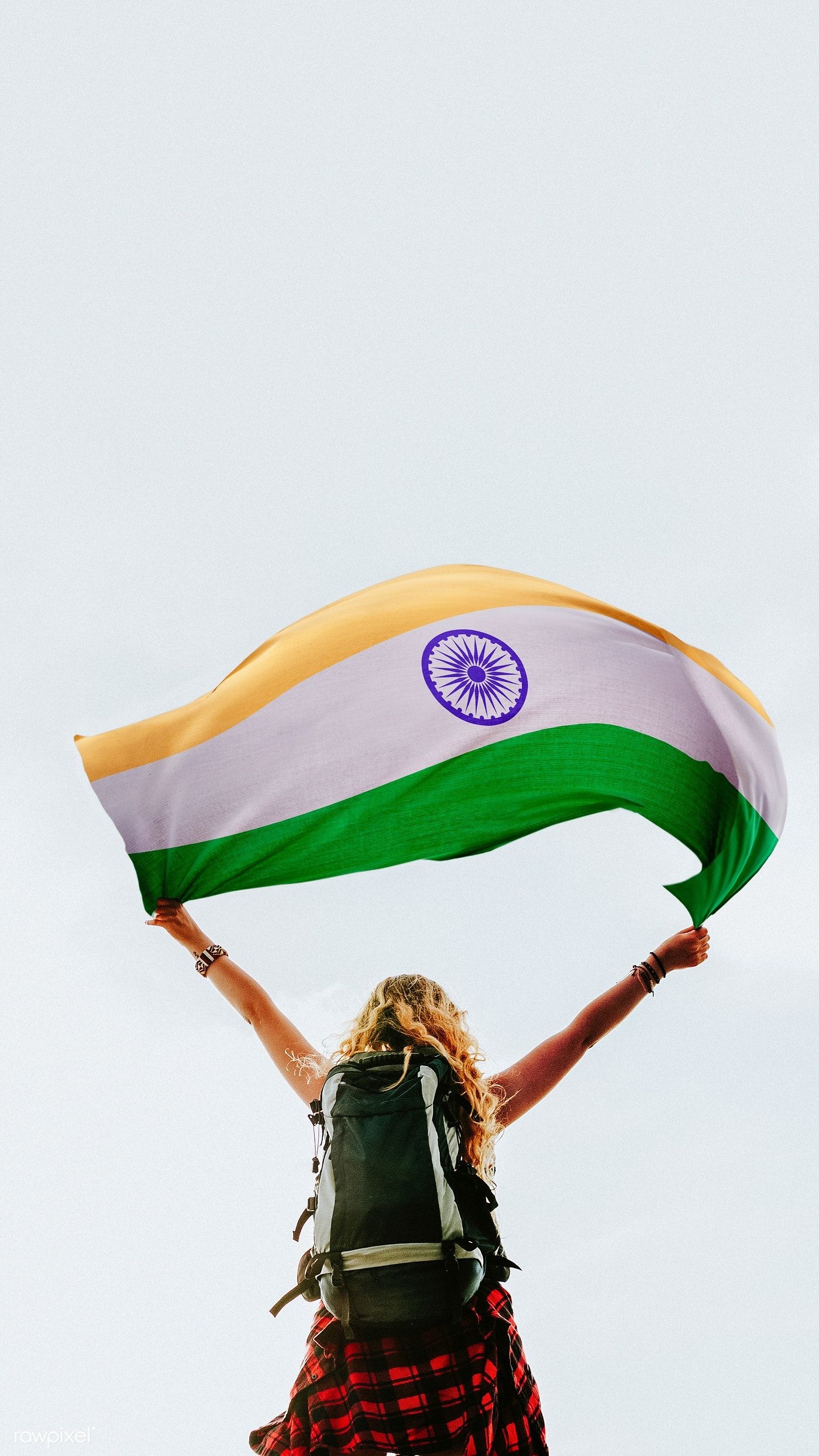 Flag of India, Woman holding flag, Indian flag, Adventure, 1400x2490 HD Phone