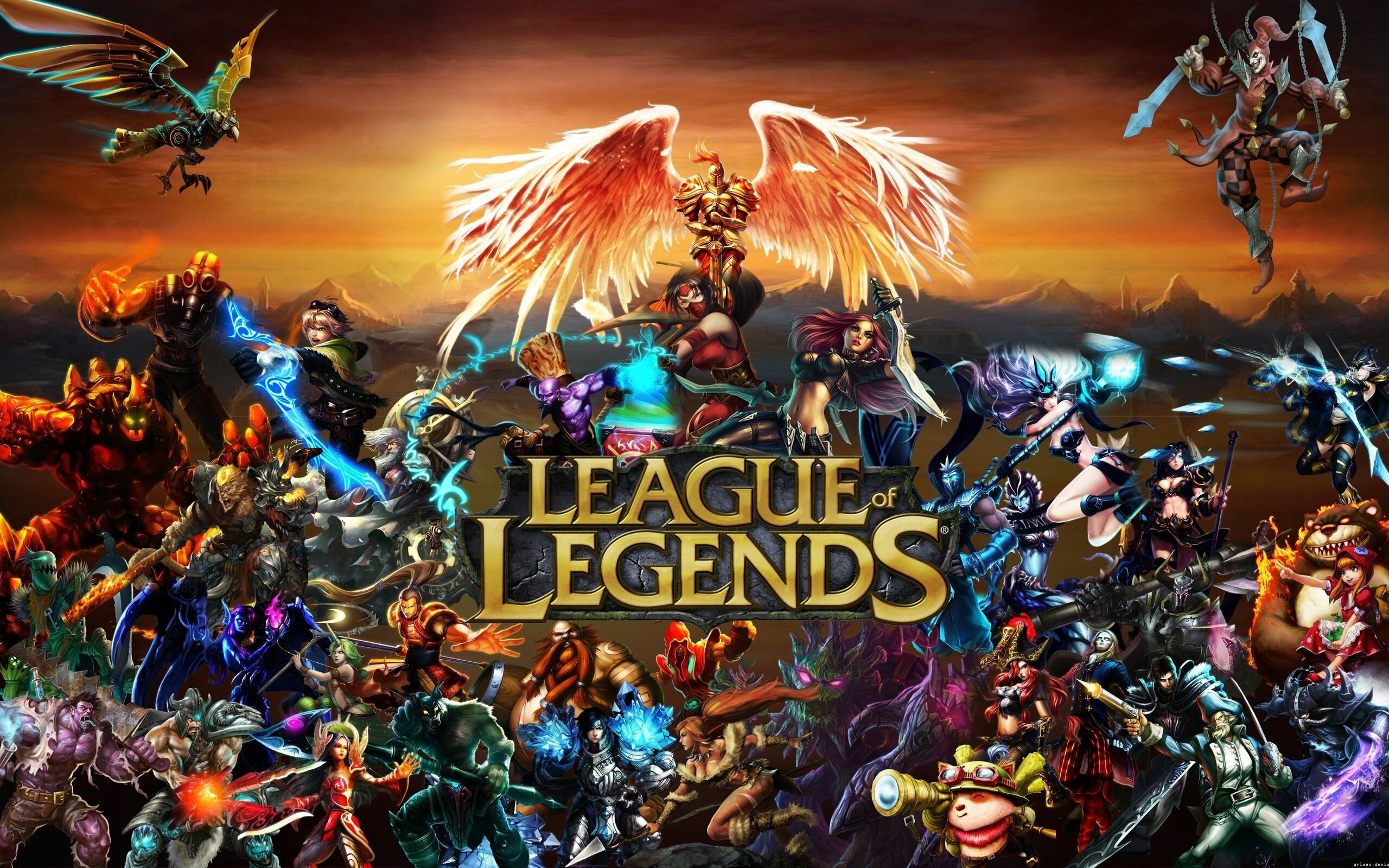 League of Legends: Two teams of five players battle in player-versus-player combat. 2560x1600 HD Background.