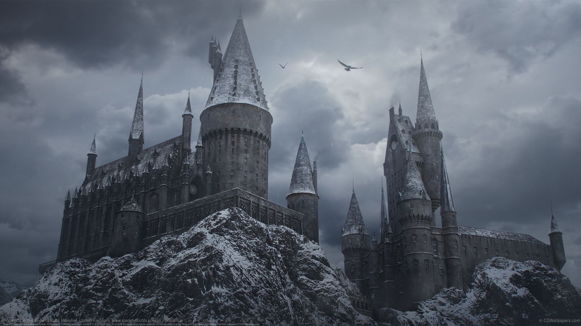 Hogwarts, Snow wallpapers, Winter wonderland, Magical castle, 1920x1080 Full HD Desktop