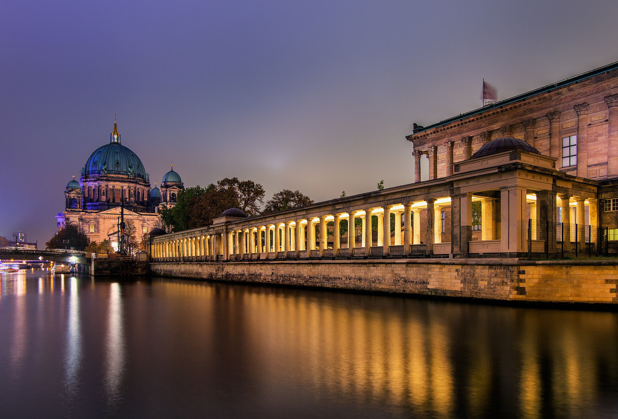 Berlin Cathedral, Museum Island, Rivers reflection, Night, 2050x1390 HD Desktop