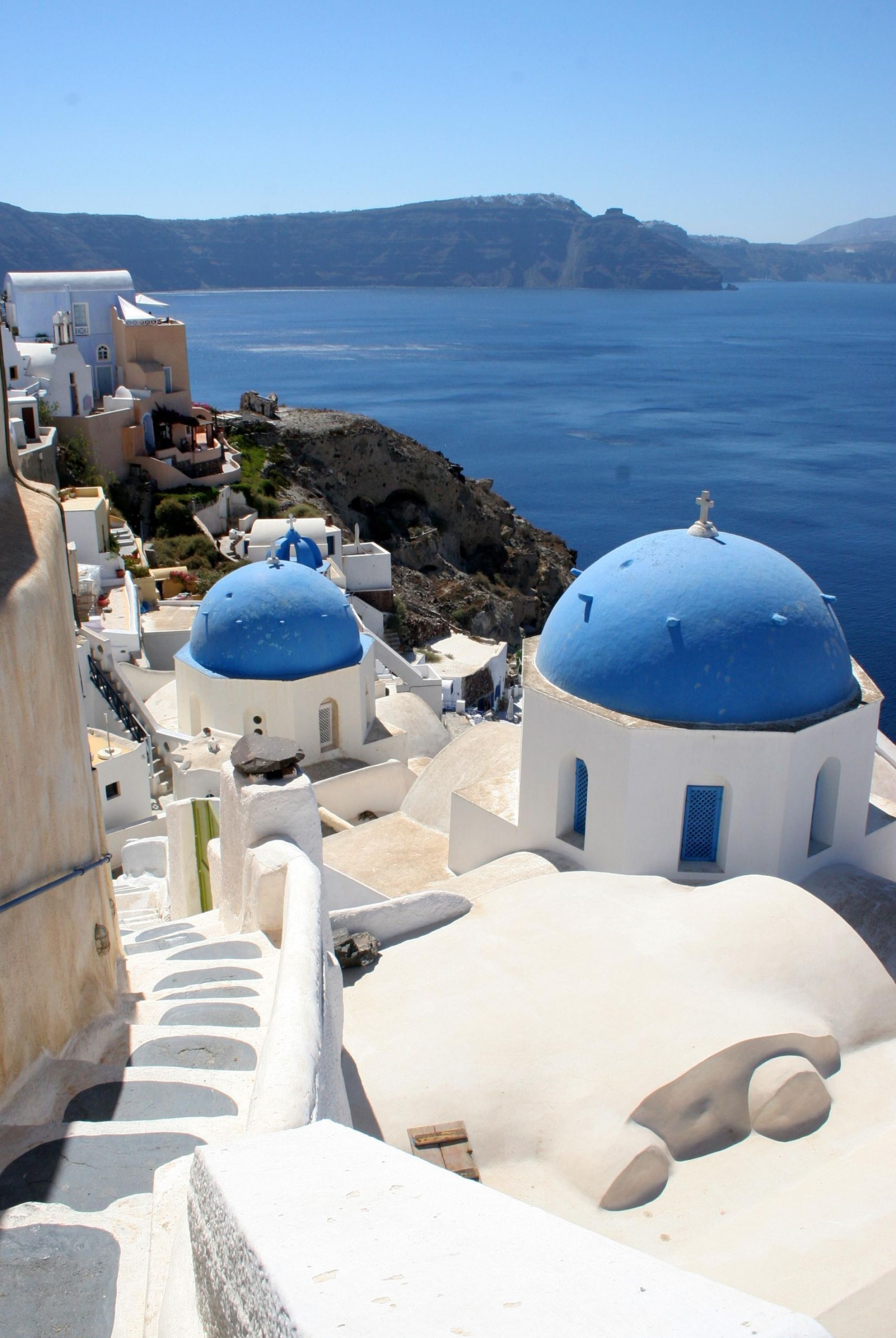 Blue Domes of Oia, Gorgeous churches, Santorini skyline, Picture-perfect, 1920x2870 HD Phone