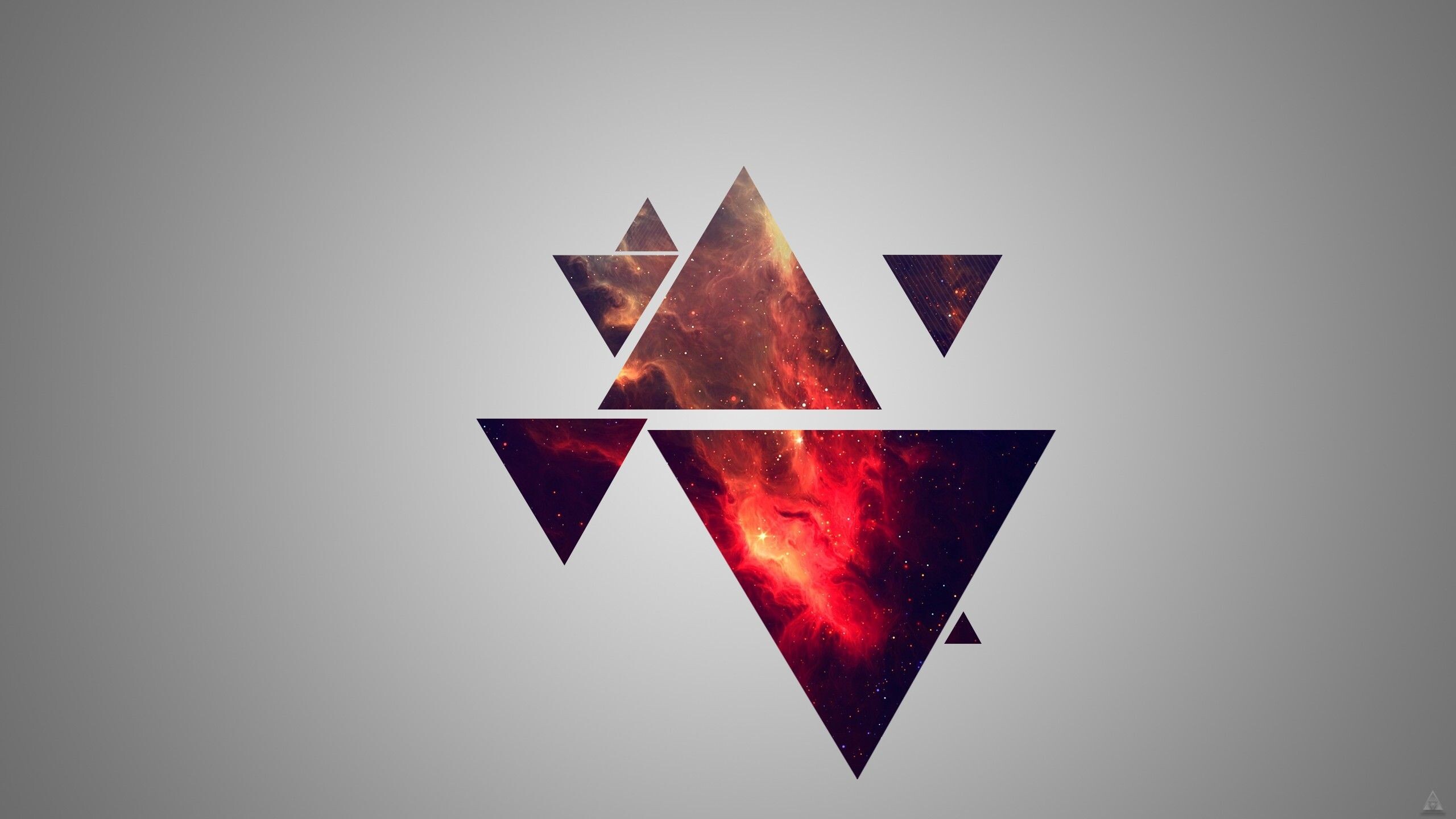 Triangle: Abstract minimalistic nebulae artwork, Simple polygons. 2560x1440 HD Wallpaper.