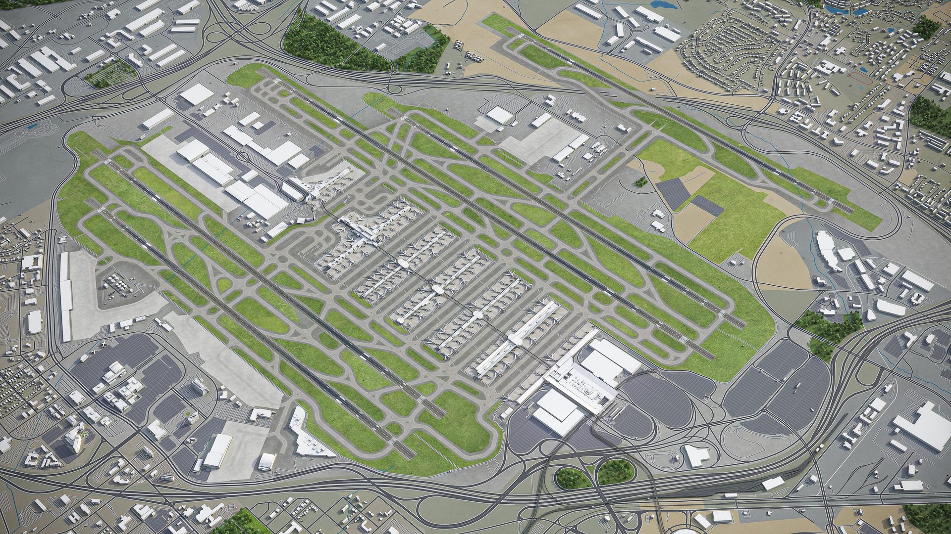 Hartsfield-Jackson Atlanta International Airport, 3D model, 3D City Models, 1920x1080 Full HD Desktop