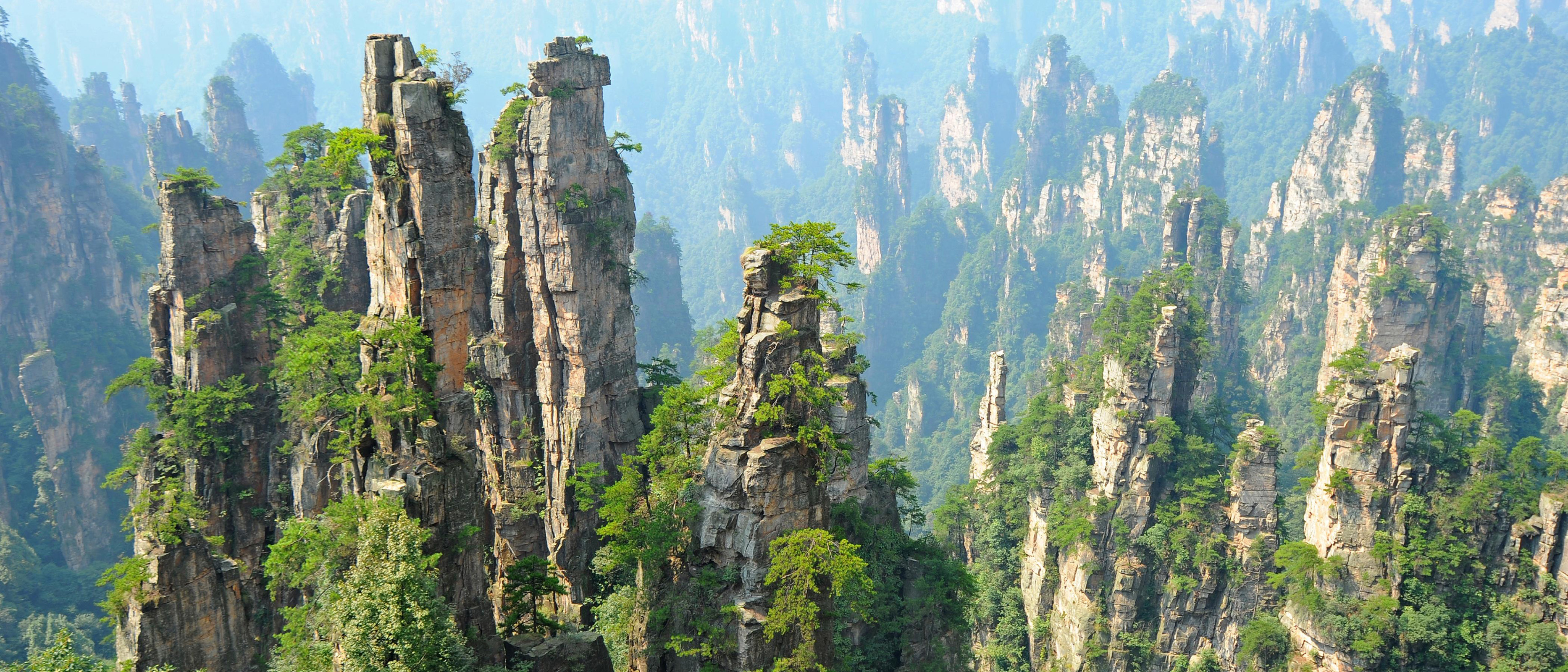 Zhangjiajie national park, Hallelujah mountains, 3740x1600 Dual Screen Desktop