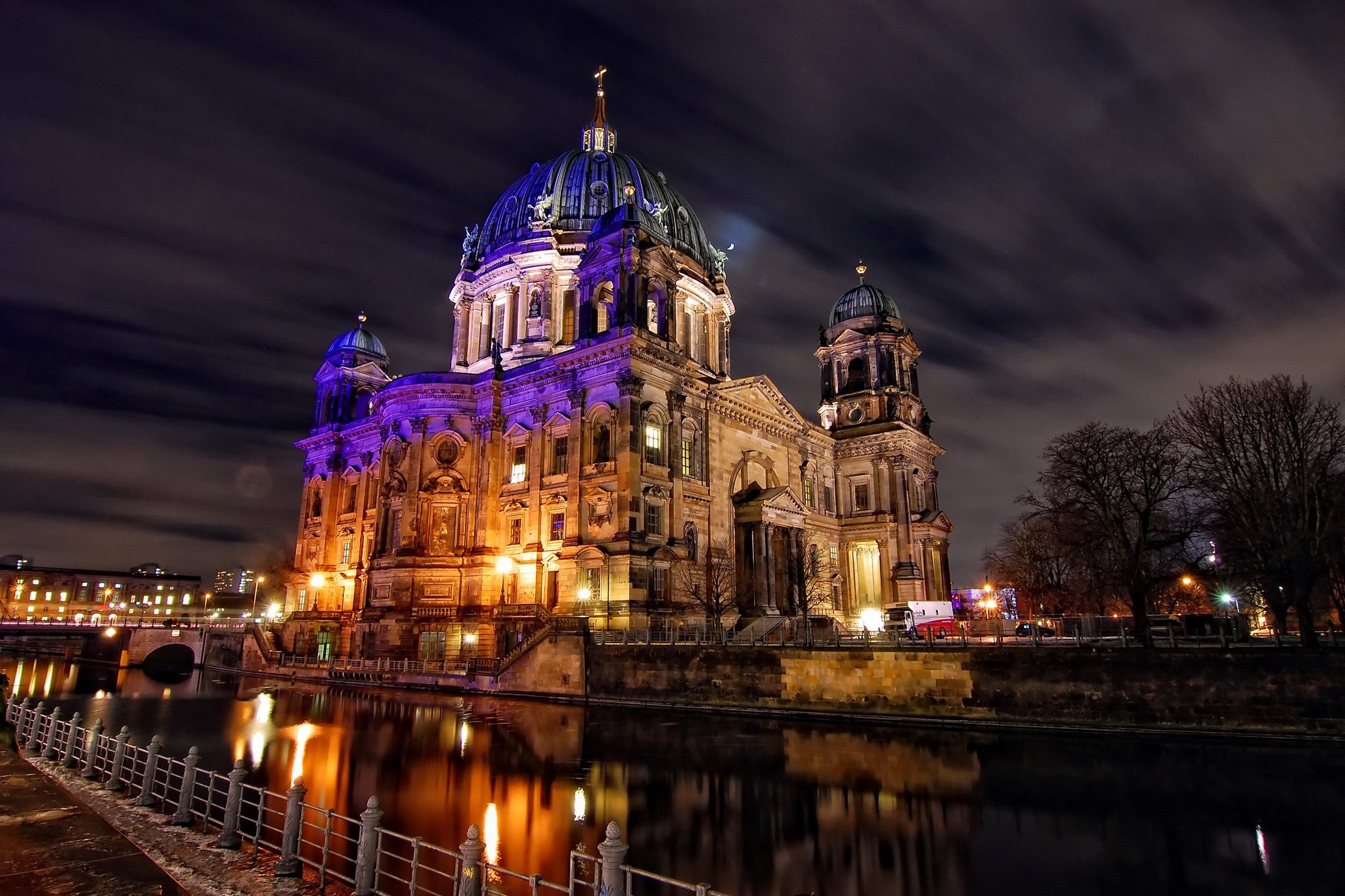 Berlin Cathedral, Nighttime charm, City lights, Stunning wallpaper, 2050x1370 HD Desktop