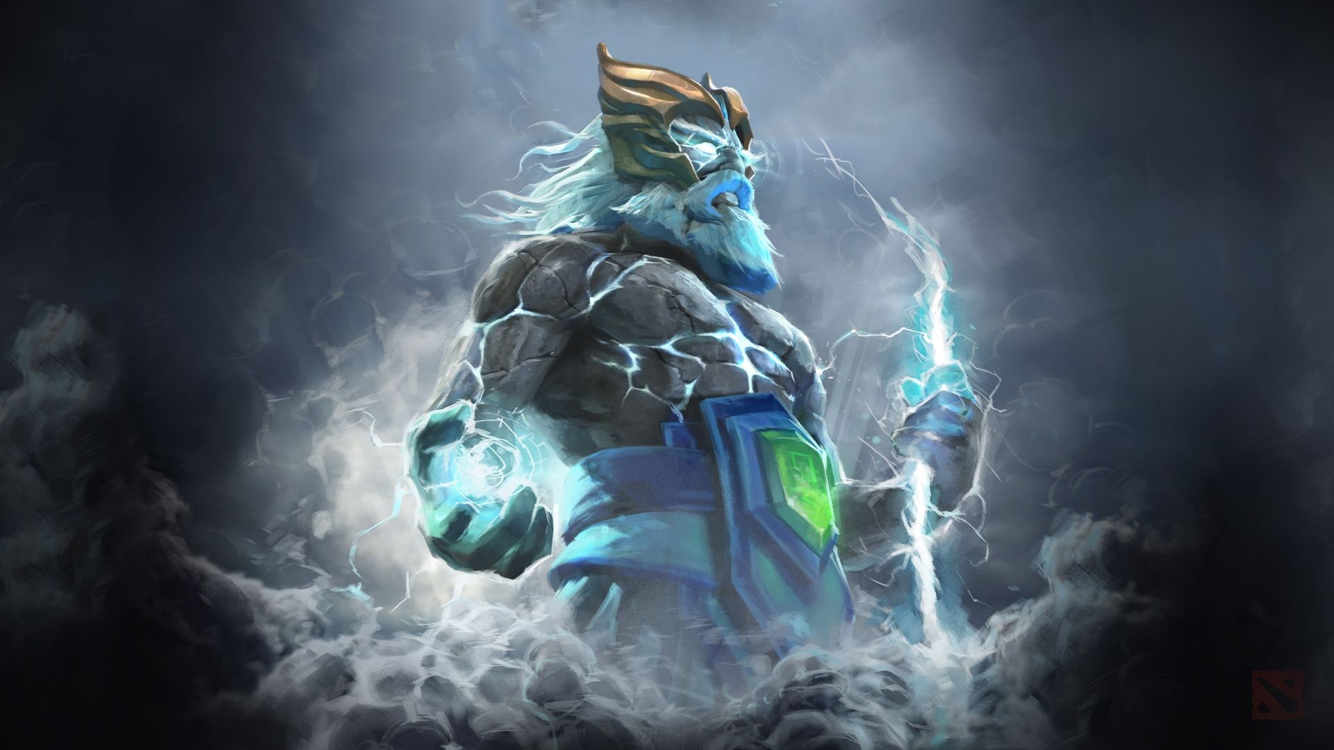 Zeus: Tempest Helm of the Thundergod, Arcana set in Dota 2 MOBA video game. 1920x1080 Full HD Background.