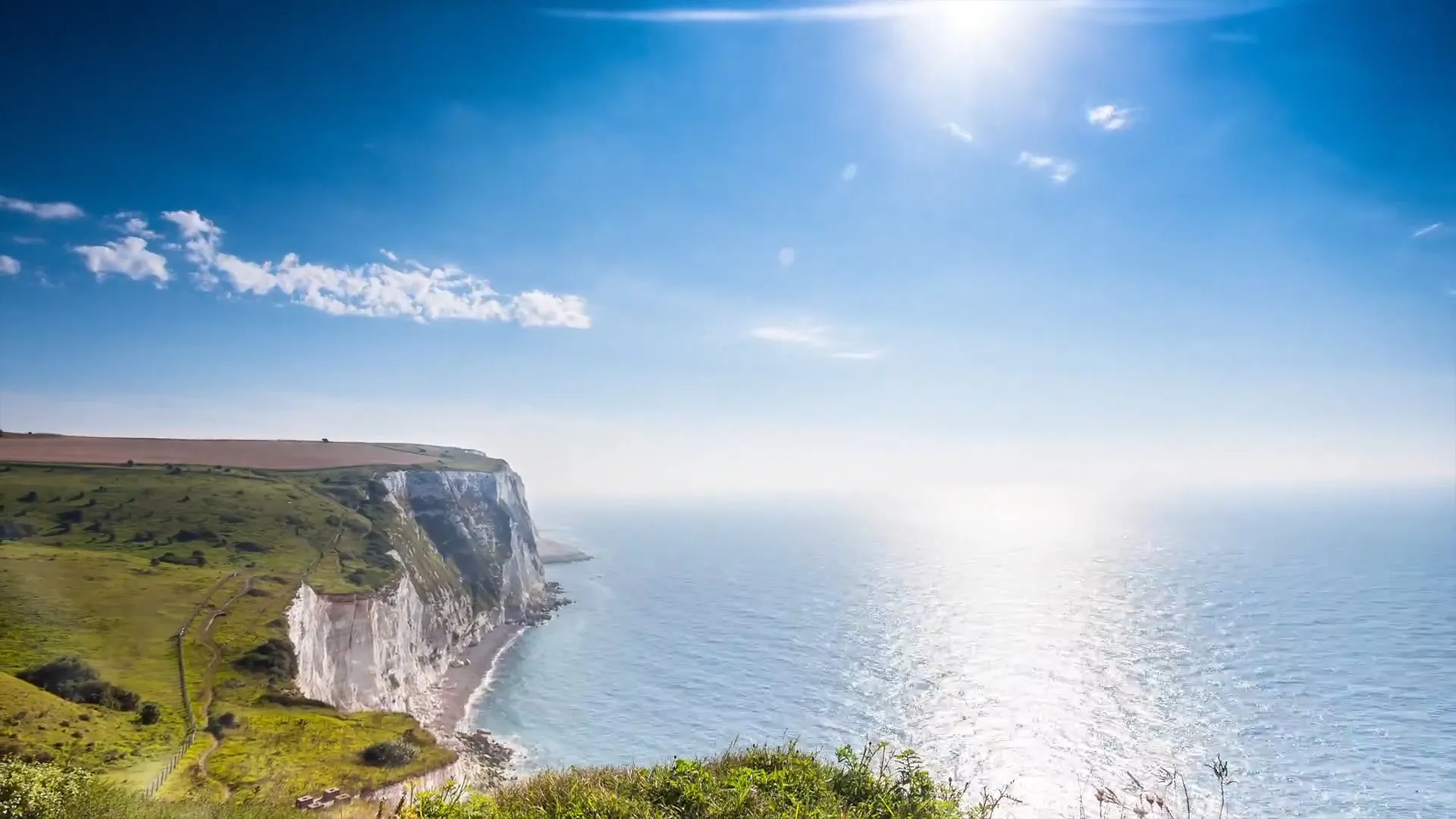 White Cliffs, Time lapse, Coast of Dover, England, 1920x1080 Full HD Desktop