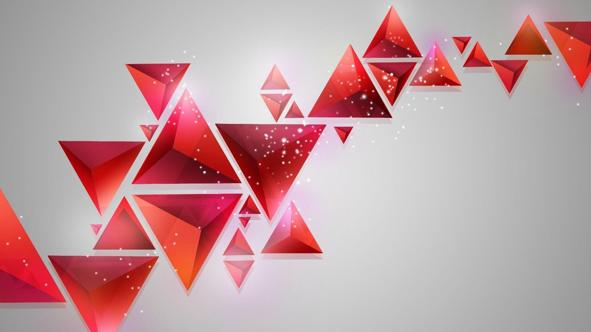 Triangle: Abstract polygonal figures, Red, Obtuse angles, Pyramids. 1920x1080 Full HD Wallpaper.