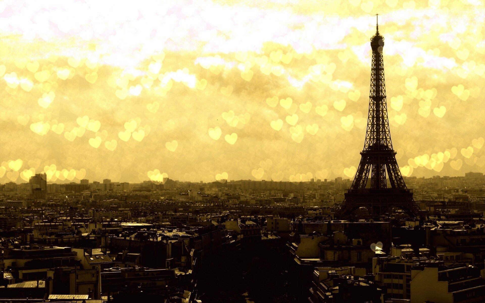 Gold Lights: Eiffel Tower, Paris, France, Golden glittering lighting, The City of Lights. 1920x1200 HD Wallpaper.
