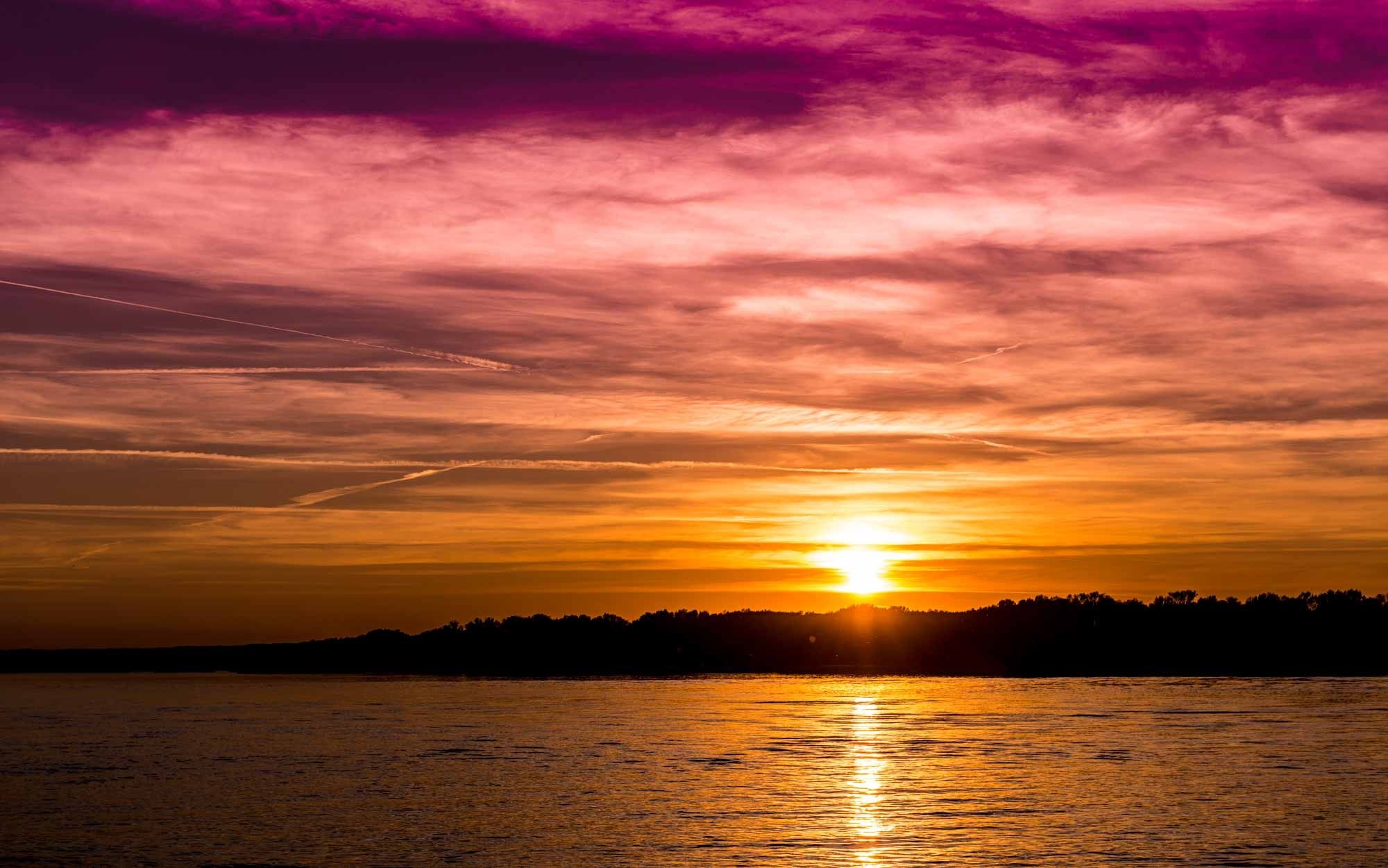 Danube River, A river cruise, Eastern Europe, Best sunset, 2000x1260 HD Desktop