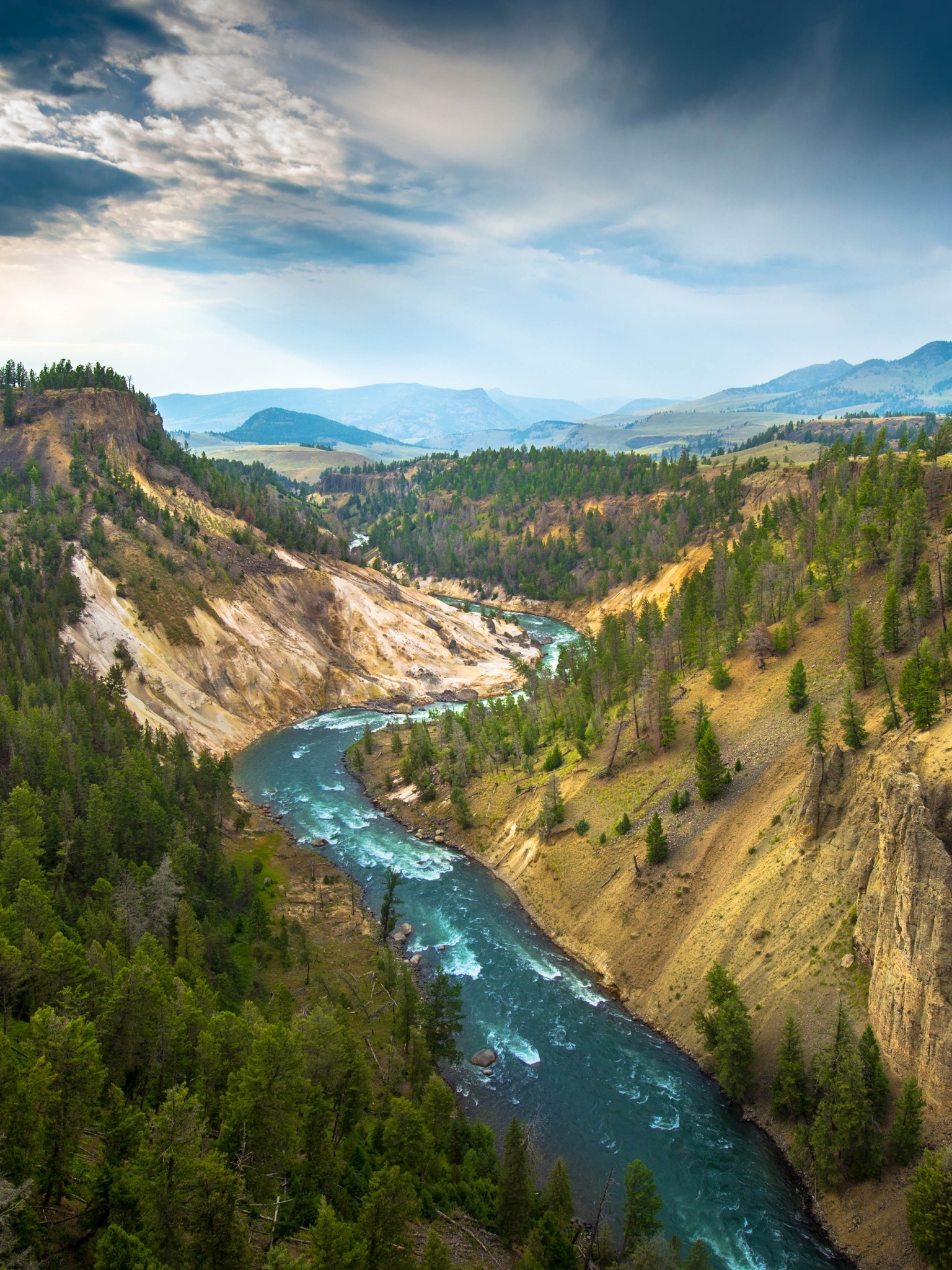 Yellowstone National Park, USA's natural wonder, Stunning river canyon, Cliffside landscape, 1540x2050 HD Phone