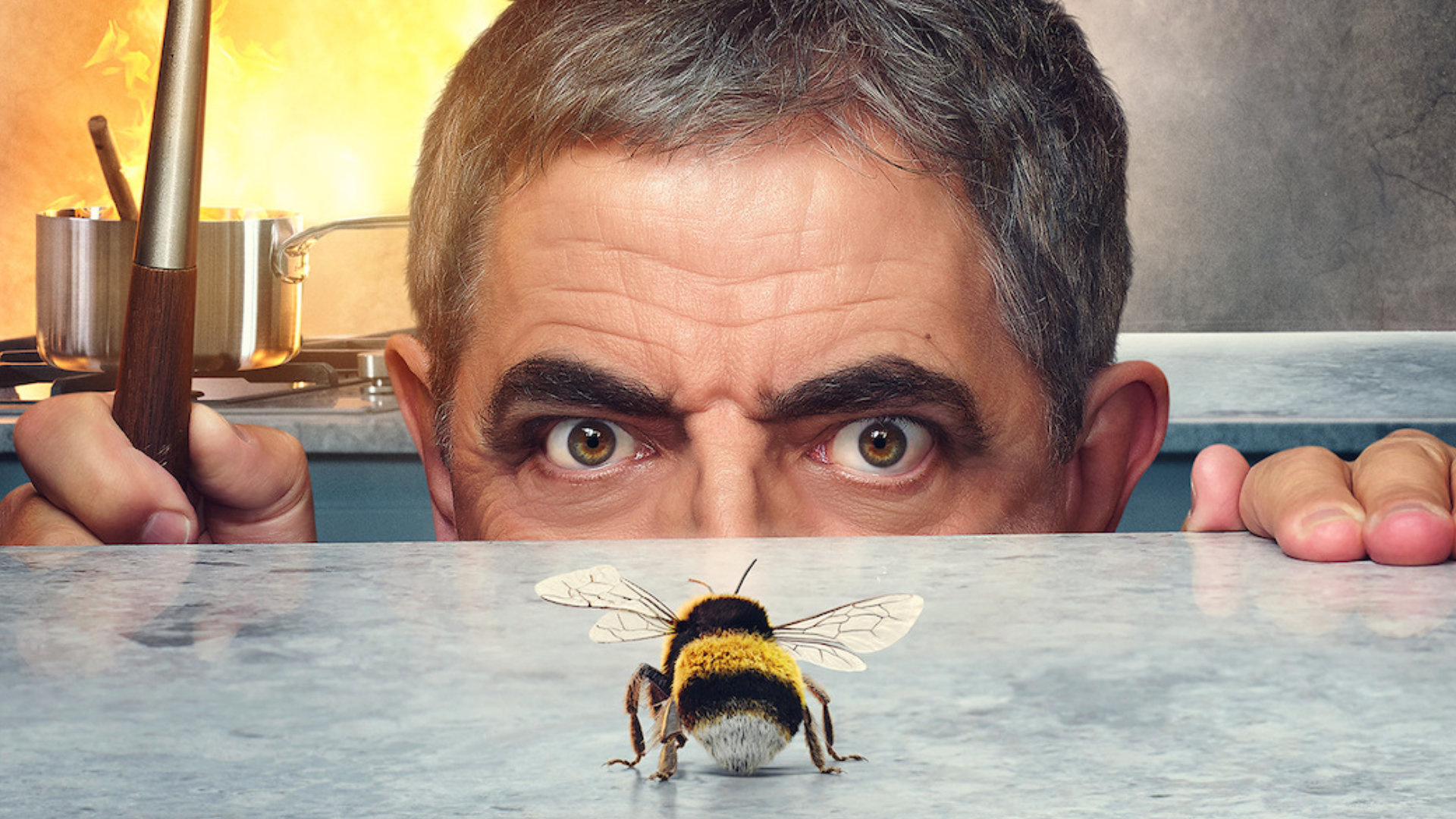 Man vs. Bee (TV Series): Rowan Atkinson, New Netflix comedy, Premiered on 24 June 2022. 1920x1080 Full HD Wallpaper.