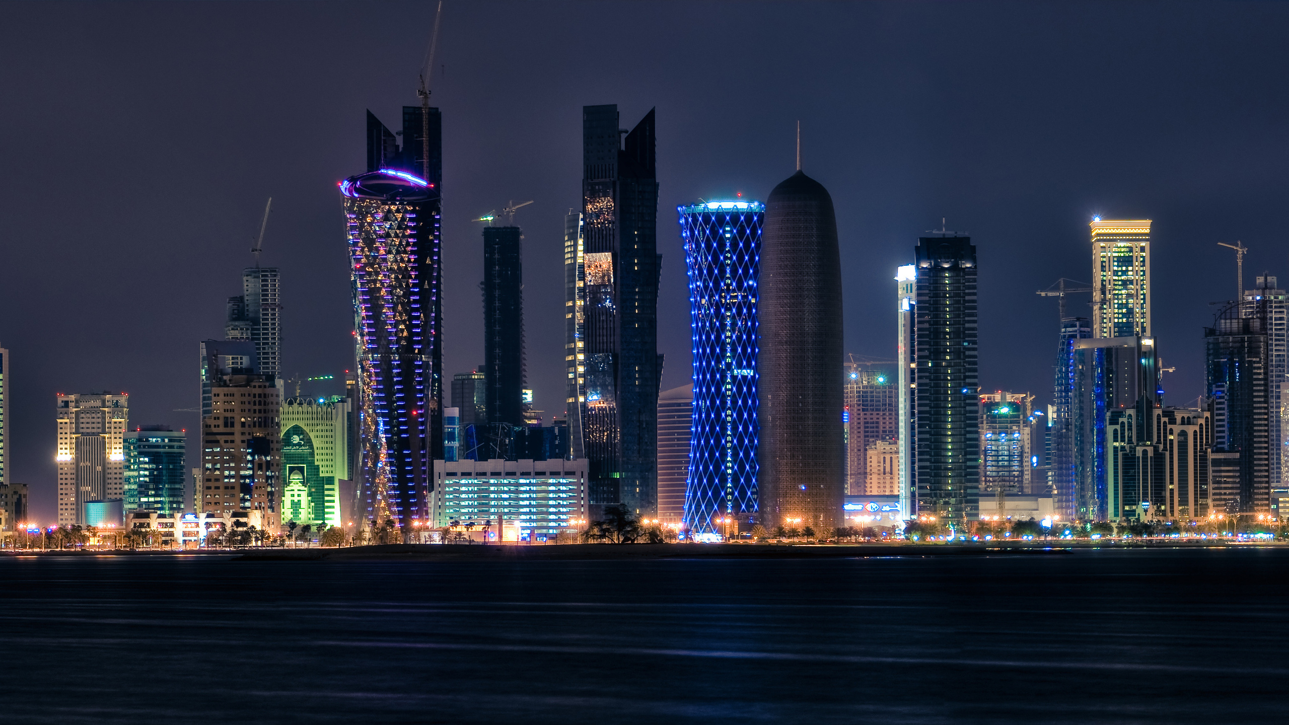 Doha, Qatar, HD wallpaper, City lights, 2560x1440 HD Desktop