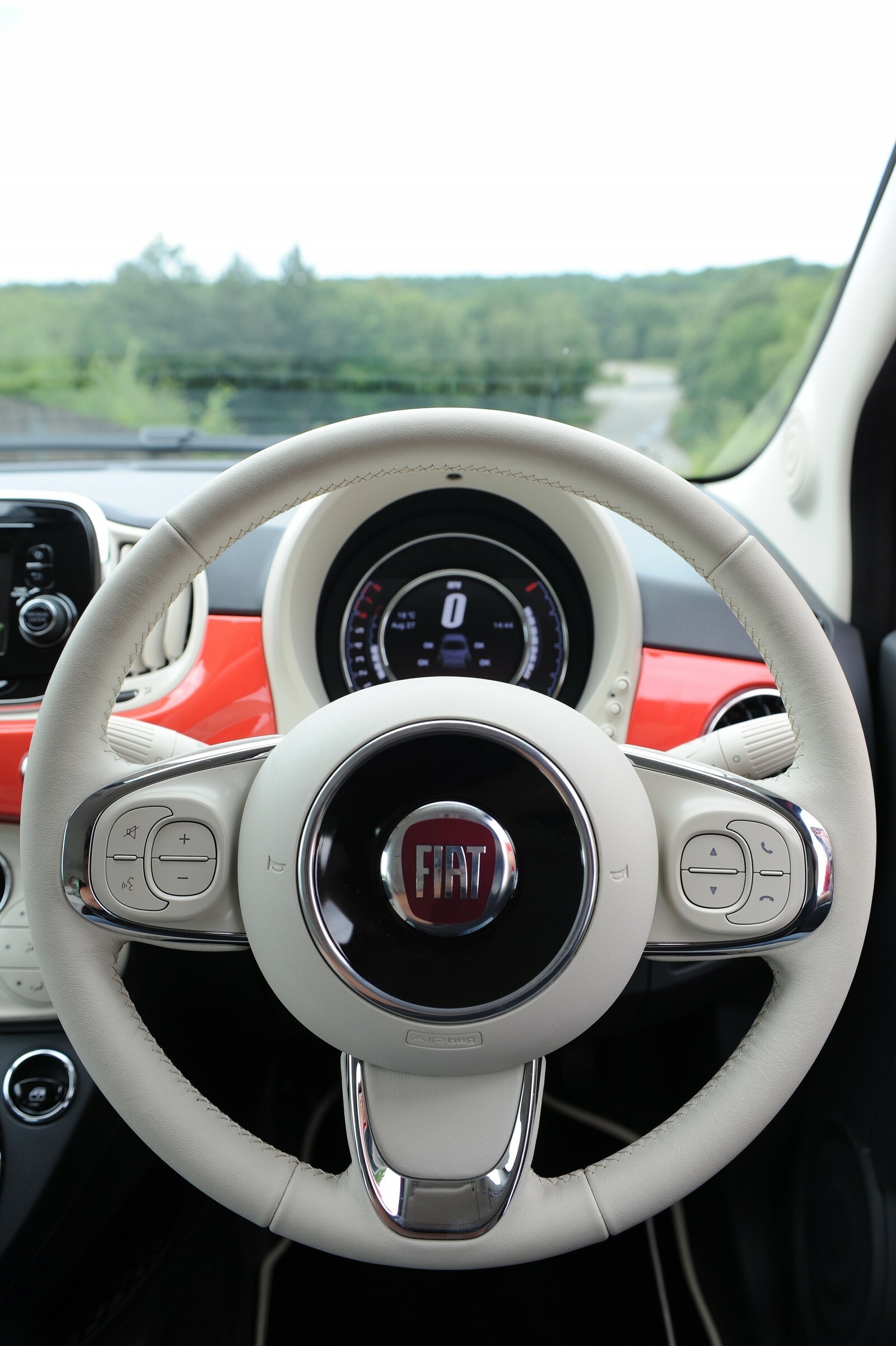 Fiat: Vehicle, Steering wheel, 500, 2016, 500 UK version, Supercar, Automotive design. 1600x2410 HD Background.