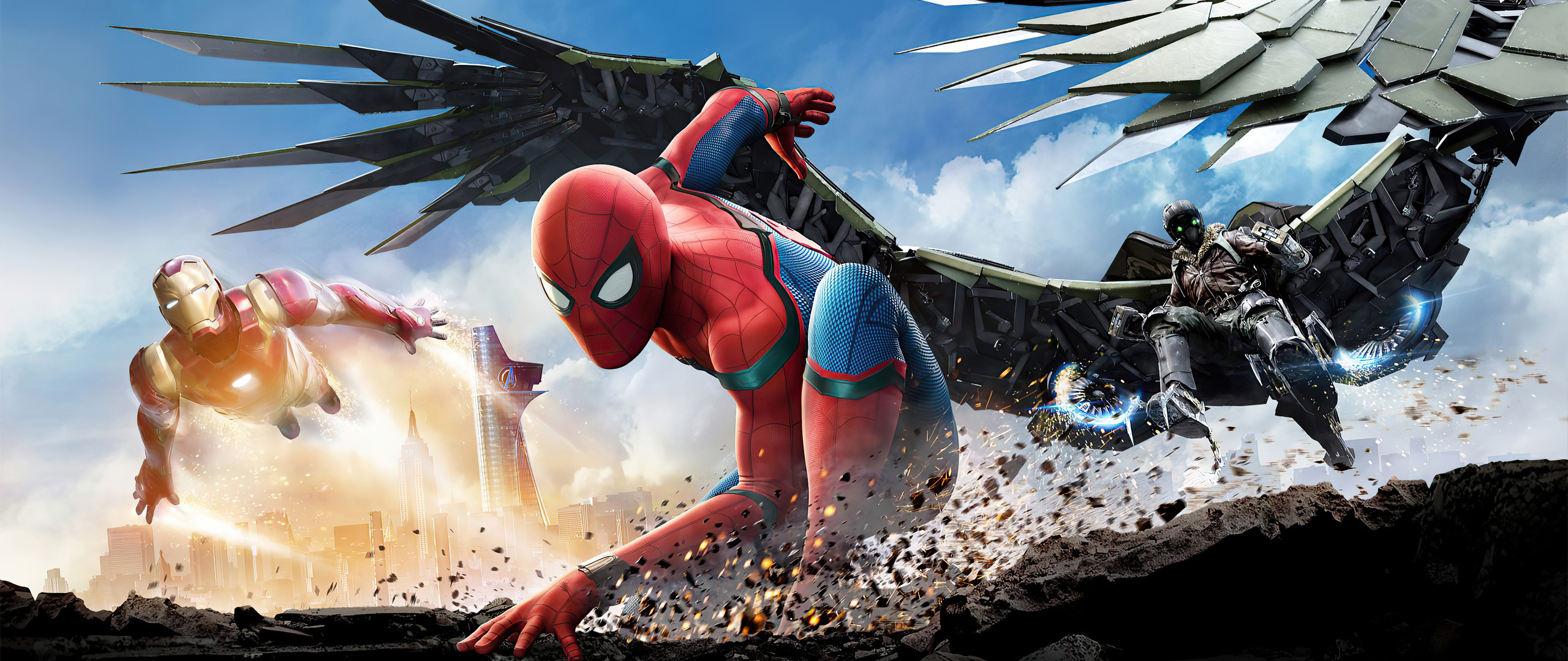 Spider-Man, Homecoming movie, High-definition images, Wall-crawling hero, 2560x1080 Dual Screen Desktop