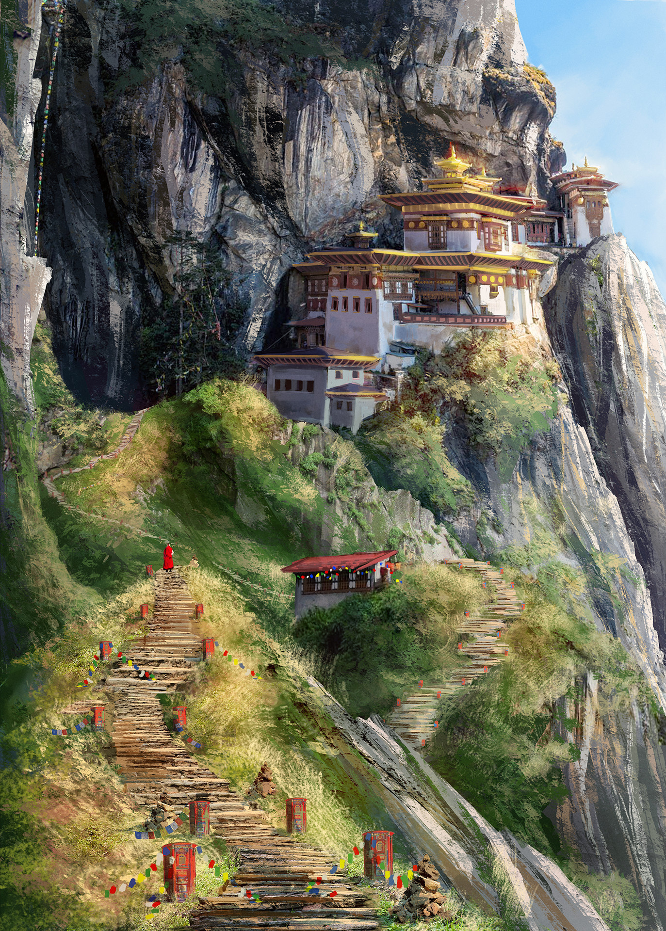 Paro Valley, Himalayan Temple, Misho Tenev, 1380x1920 HD Phone