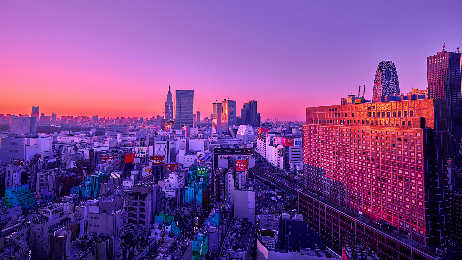Japan Skyline, Sunset, Japan, 1920x1080 Full HD Desktop