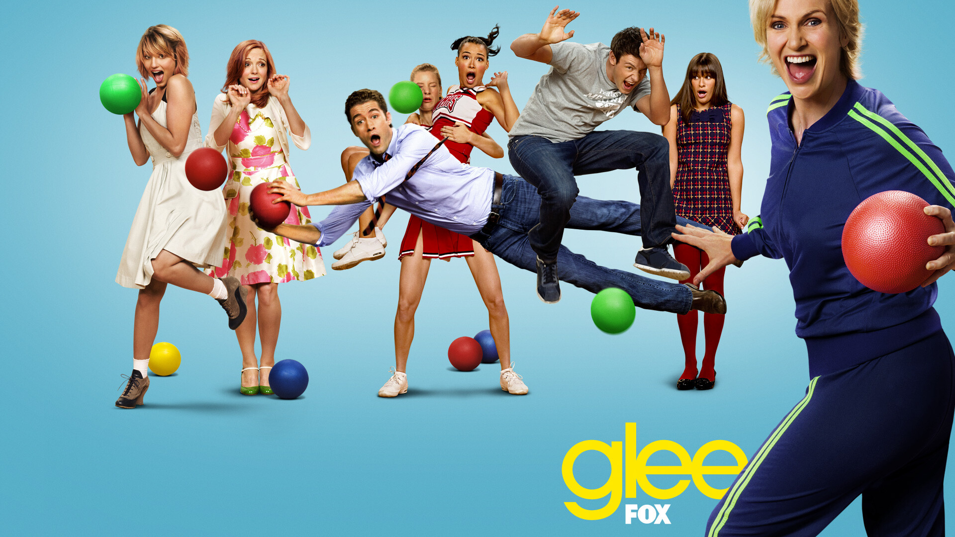 Glee (TV series): Dianna Agron as Quinn Fabray, Jayma Mays as Emma Pillsbury, Matthew Morrison as Will Schuester. 1920x1080 Full HD Wallpaper.