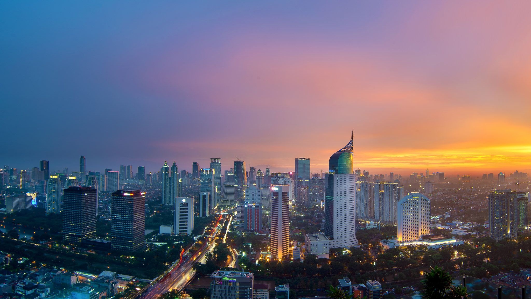 Jakarta sunset Indonesia, Rcityporn Jakarta city, 2050x1160 HD Desktop