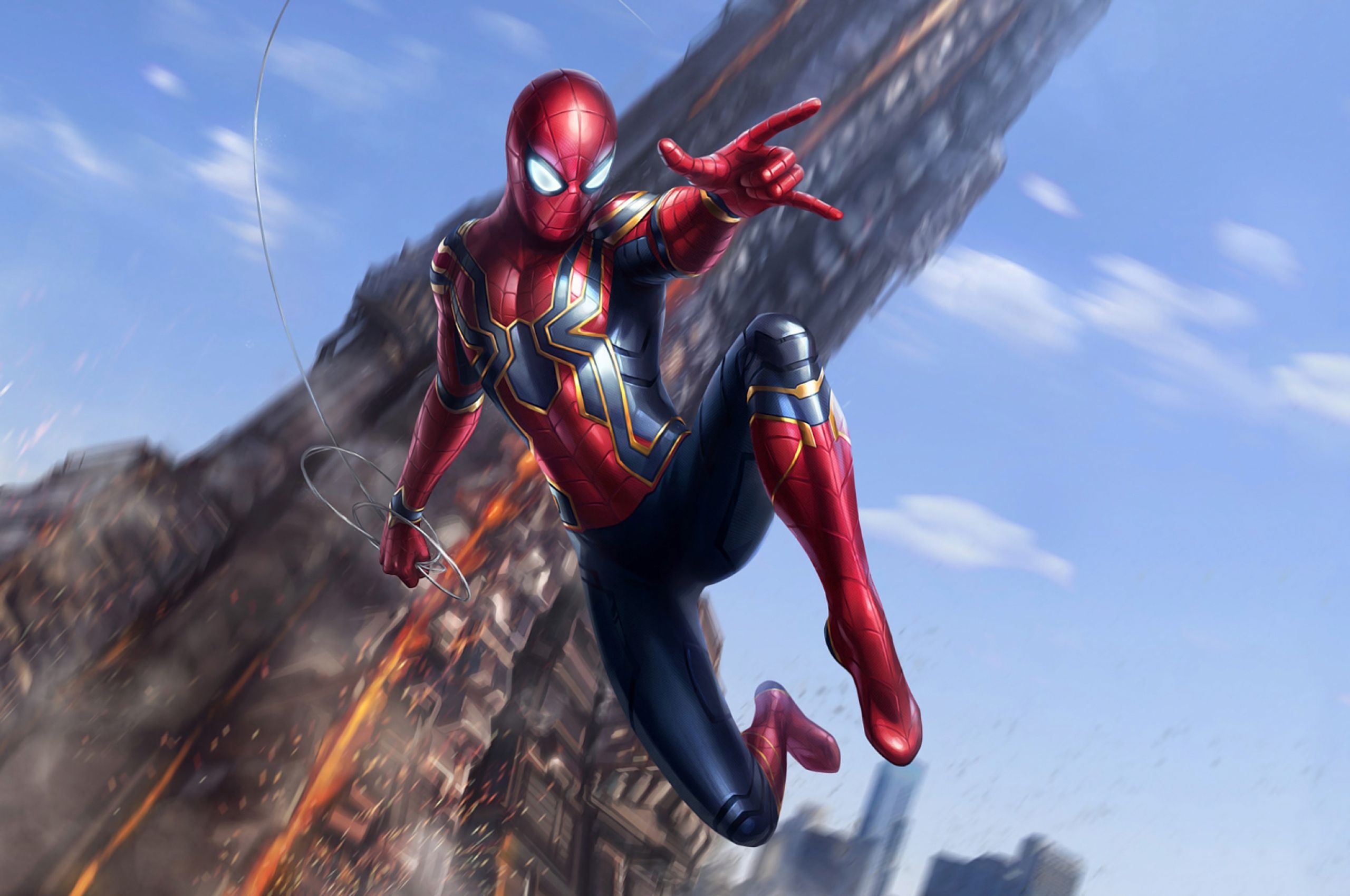 Iron Spider, Spider-Man movie, Advanced armor suit, Exciting action, 2560x1700 HD Desktop