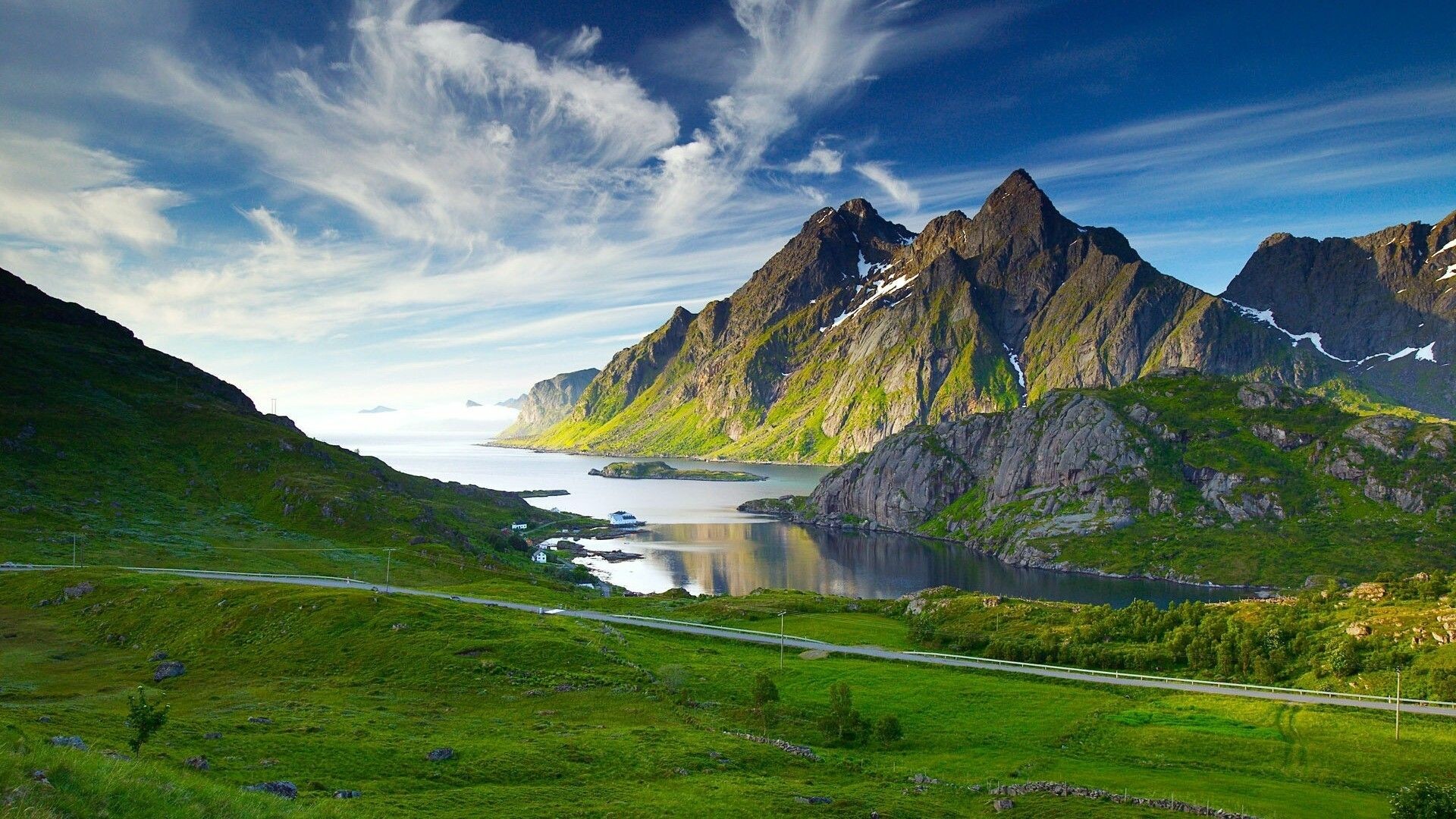 Norway: Mountainous landscape, The country occupies part of Northern Europe’s Fennoscandian Shield. 1920x1080 Full HD Wallpaper.