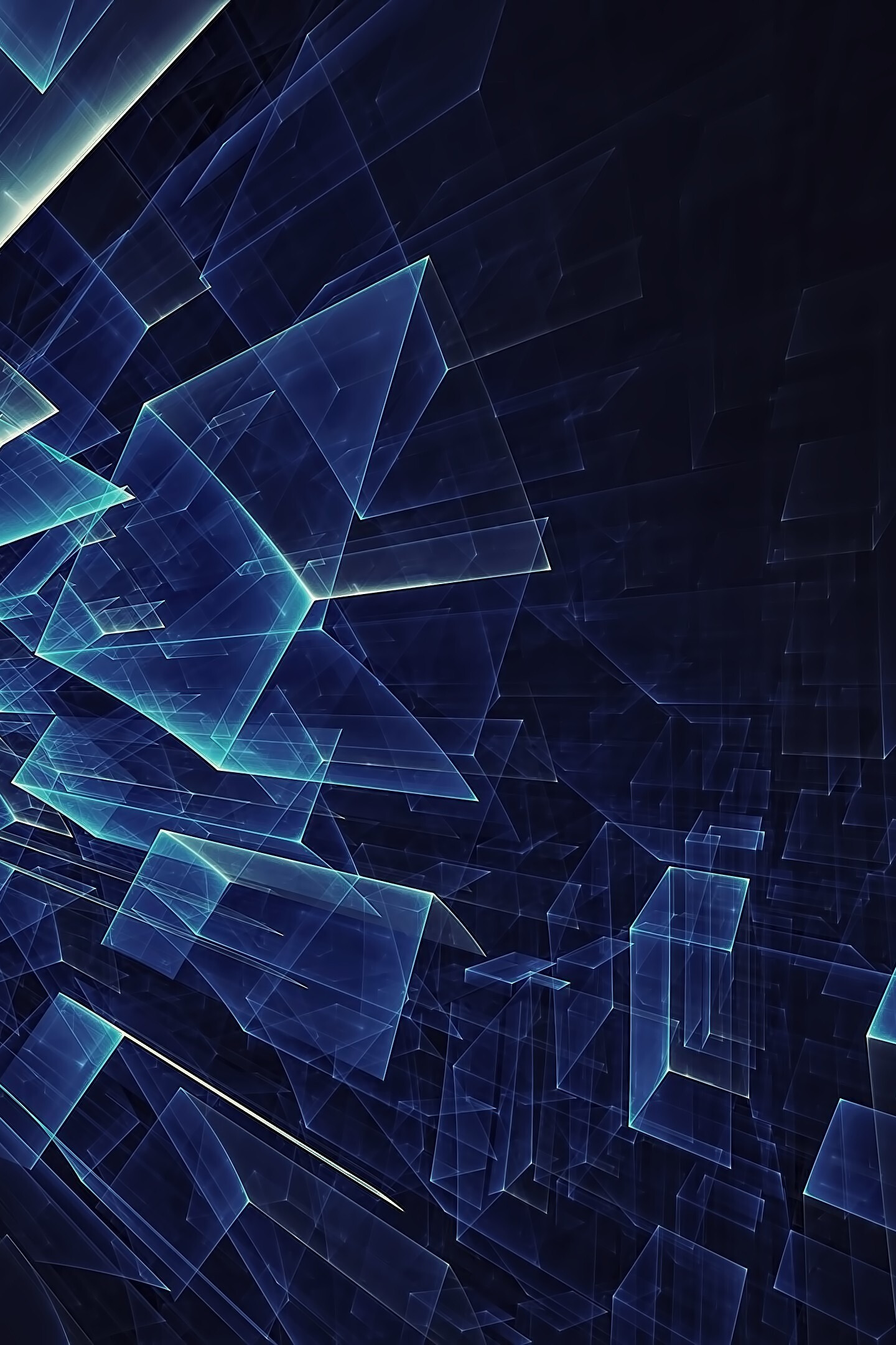 Geometry: Abstract, Transparent figures, Dark tone, Polyhedrons. 1440x2160 HD Wallpaper.