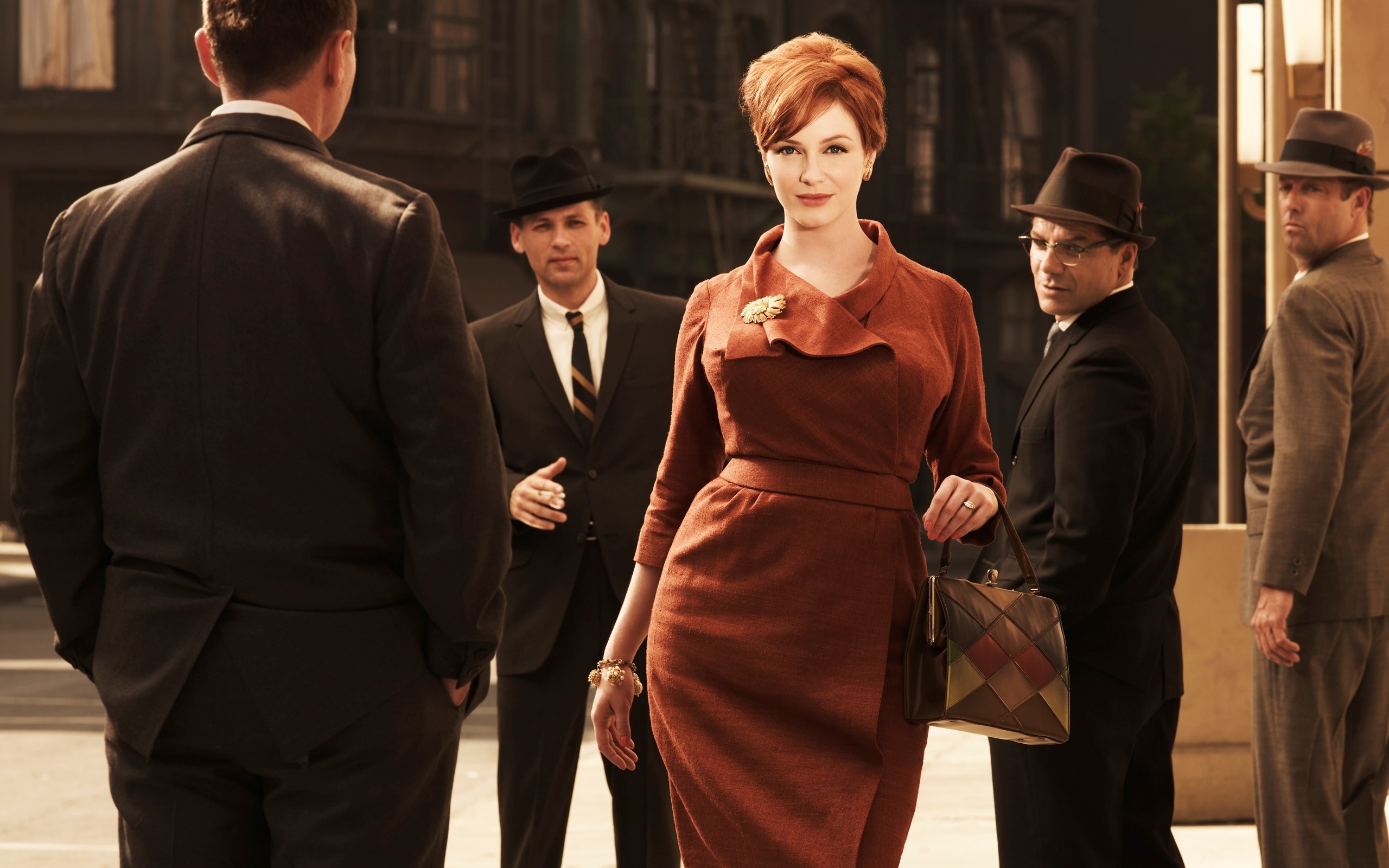 Mad Men (TV Series): Joan Holloway, Office manager, Head of the secretarial pool at Sterling Cooper. 2560x1600 HD Background.