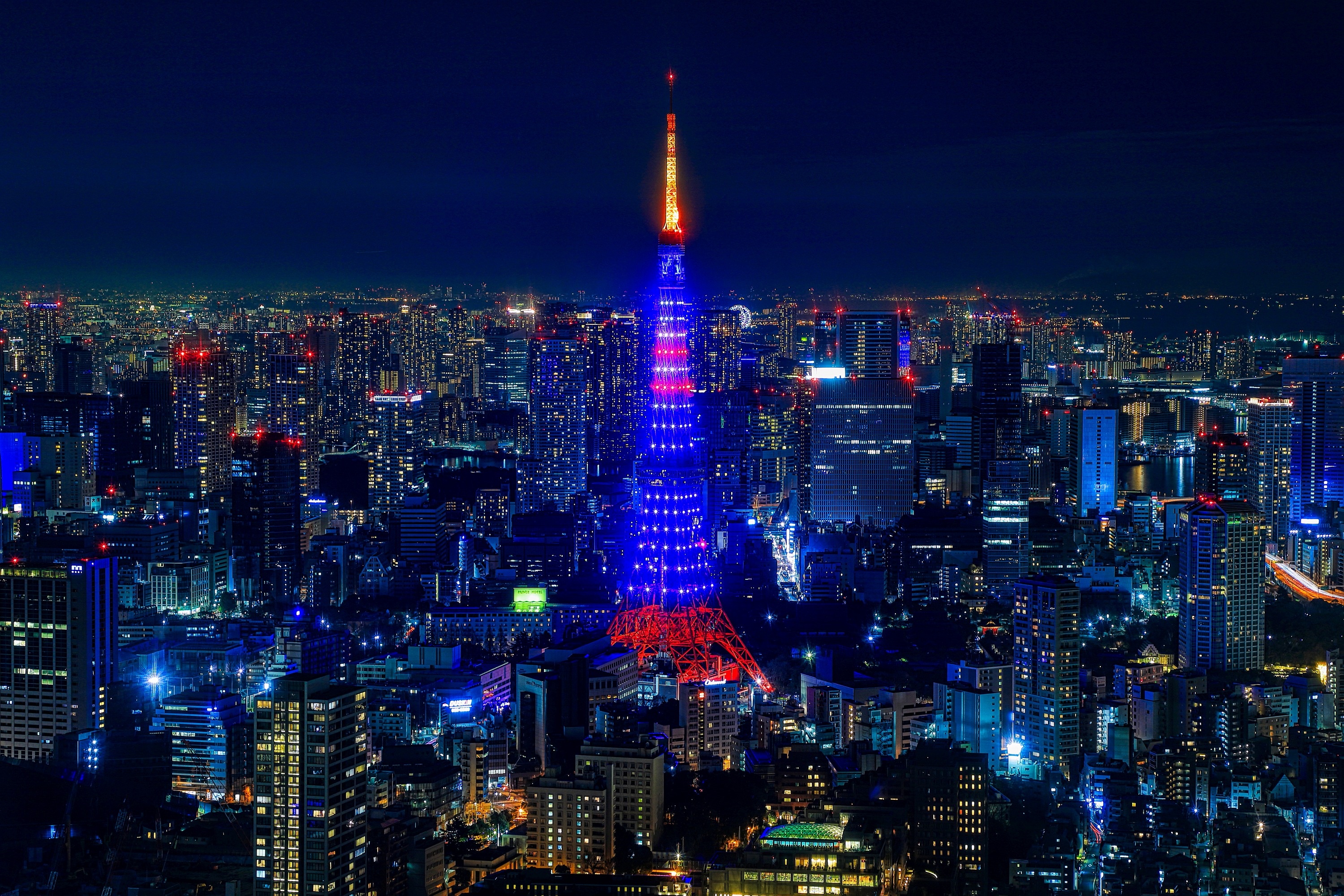 Tokyo Tower, Infinity diamond veil, Support for Australia, Illuminated tribute, 3000x2000 HD Desktop