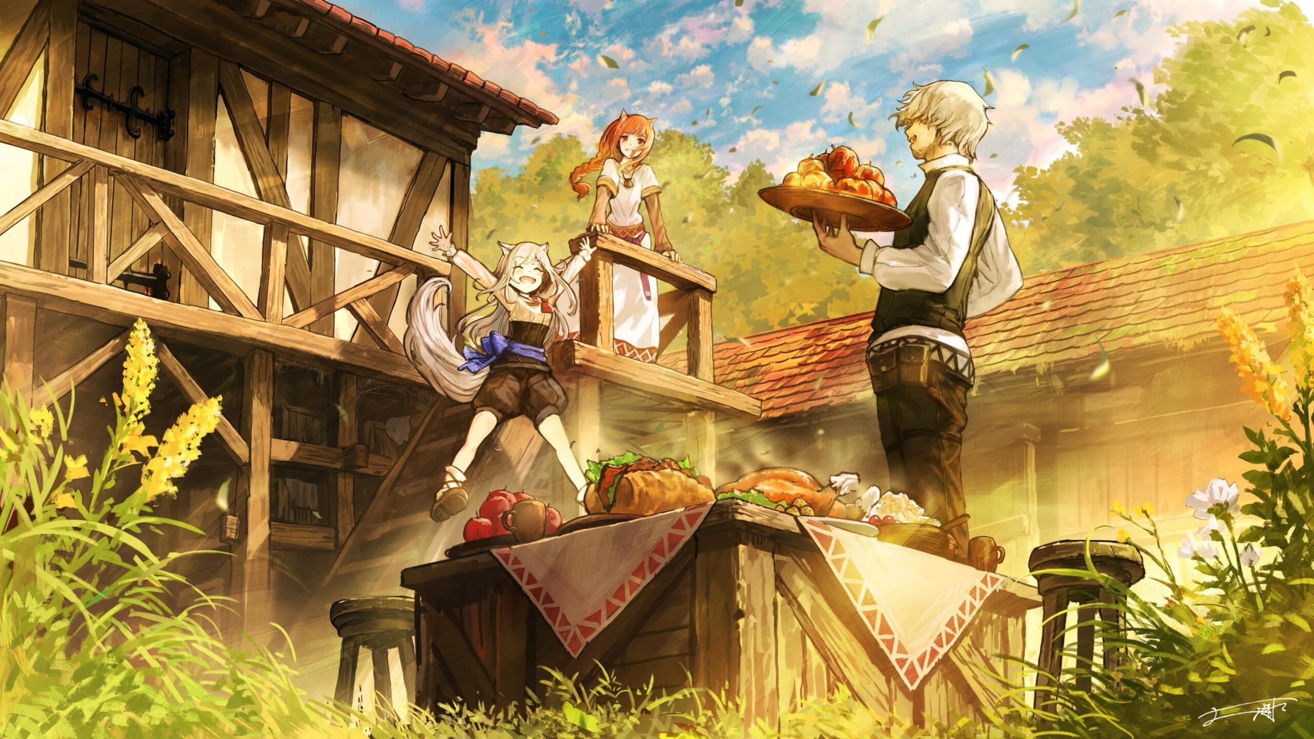 Spice and Wolf (Anime): The plot focusing on economics, trade, and peddling. 2560x1440 HD Wallpaper.